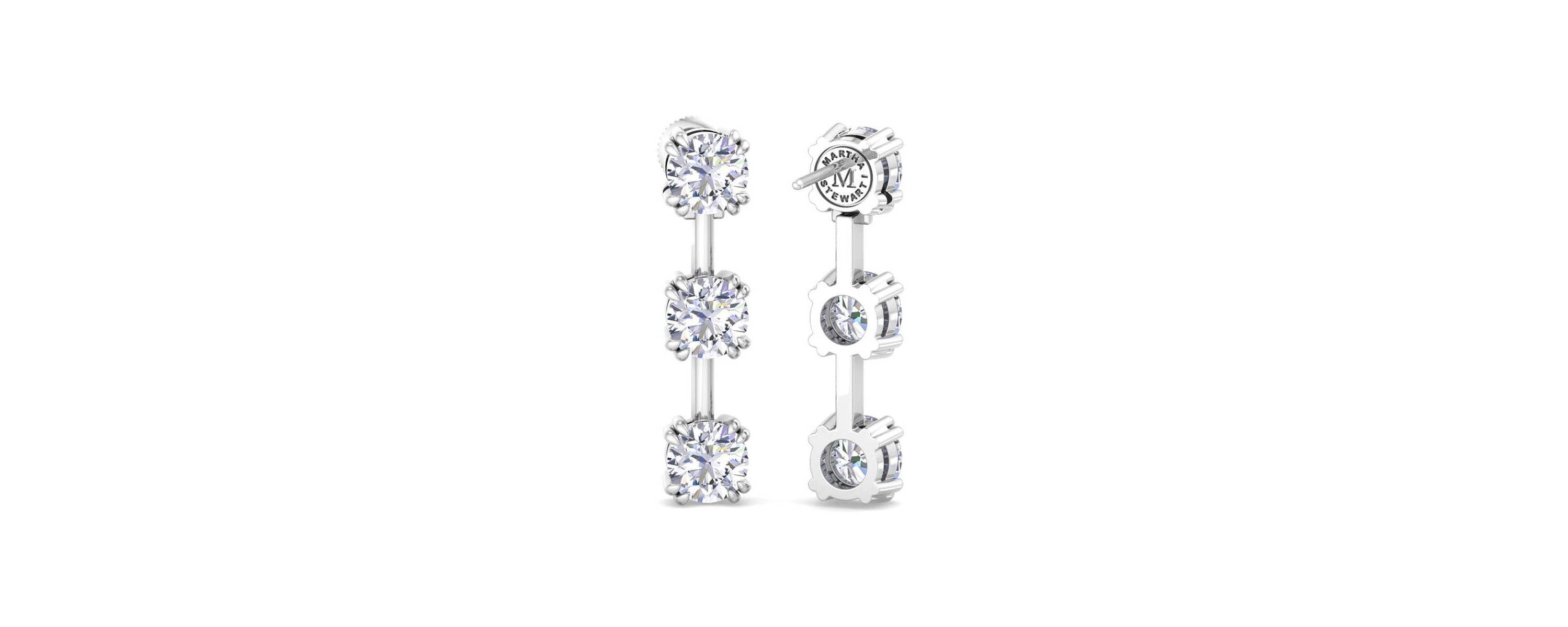 Lab Created 3 Carat Round Shape Lab Grown Diamond Drop Earrings Available In 14 Karat White Or Yellow Gold