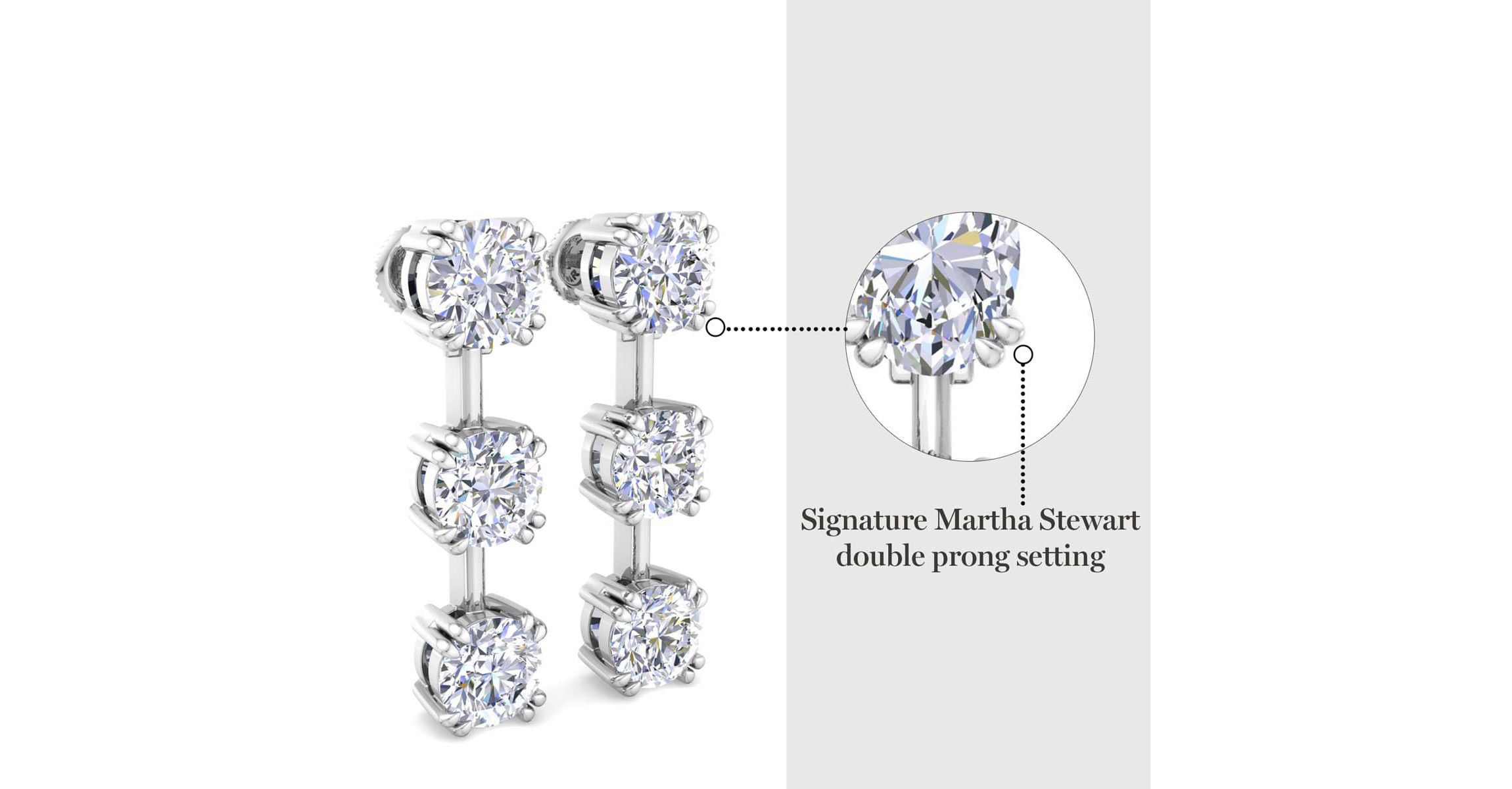 Lab Created 3 Carat Round Shape Lab Grown Diamond Drop Earrings Available In 14 Karat White Or Yellow Gold