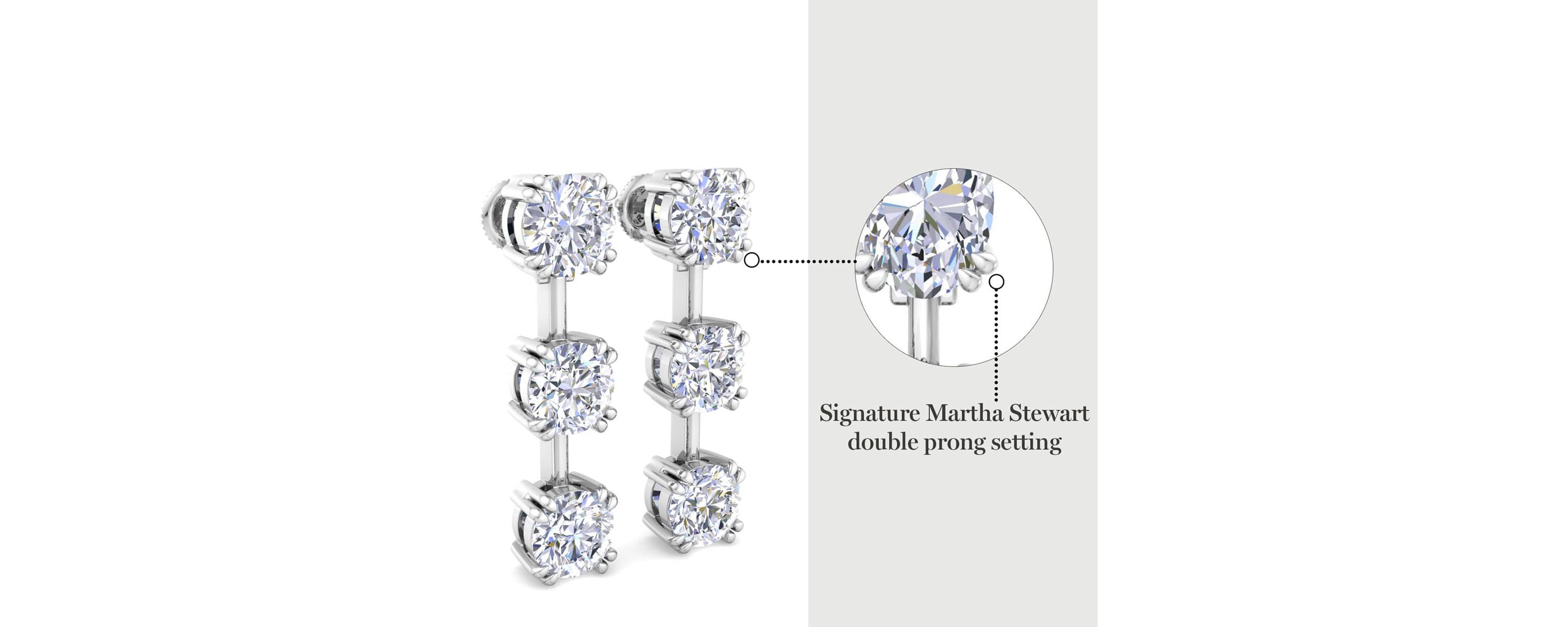 Lab Created 3 Carat Round Shape Lab Grown Diamond Drop Earrings Available In 14 Karat White Or Yellow Gold
