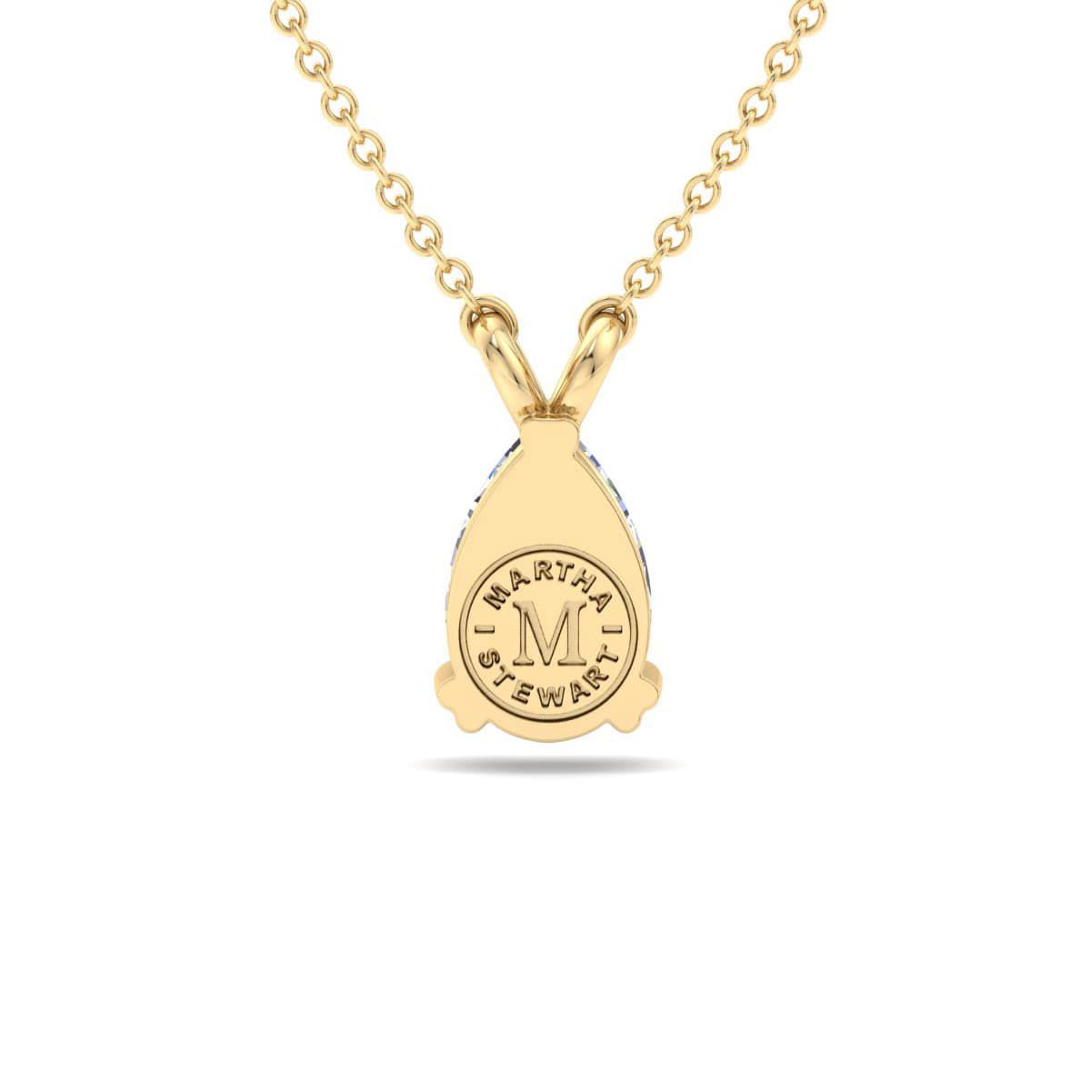 Lab Created 1 Carat Pear Shape Lab Grown Diamond Solitaire Necklace Available In 14K White and Yellow Gold