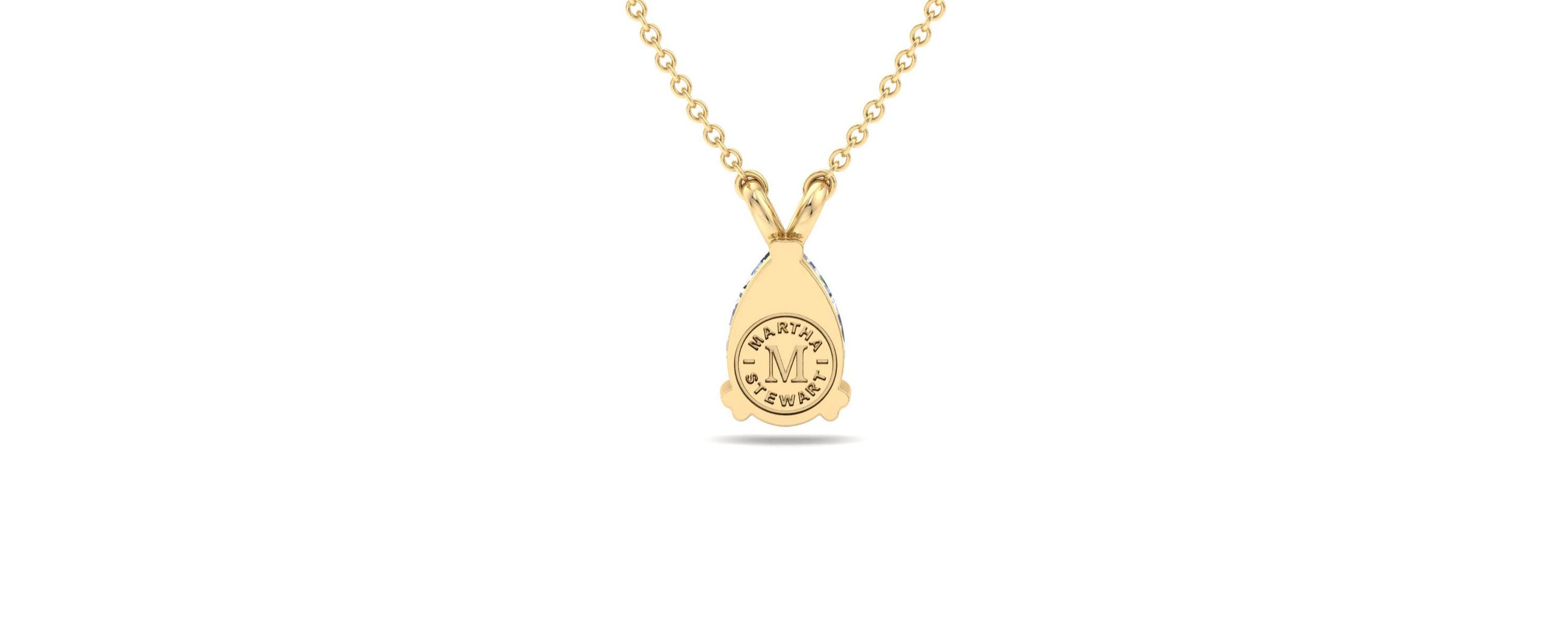 Lab Created 1 Carat Pear Shape Lab Grown Diamond Solitaire Necklace Available In 14K White and Yellow Gold