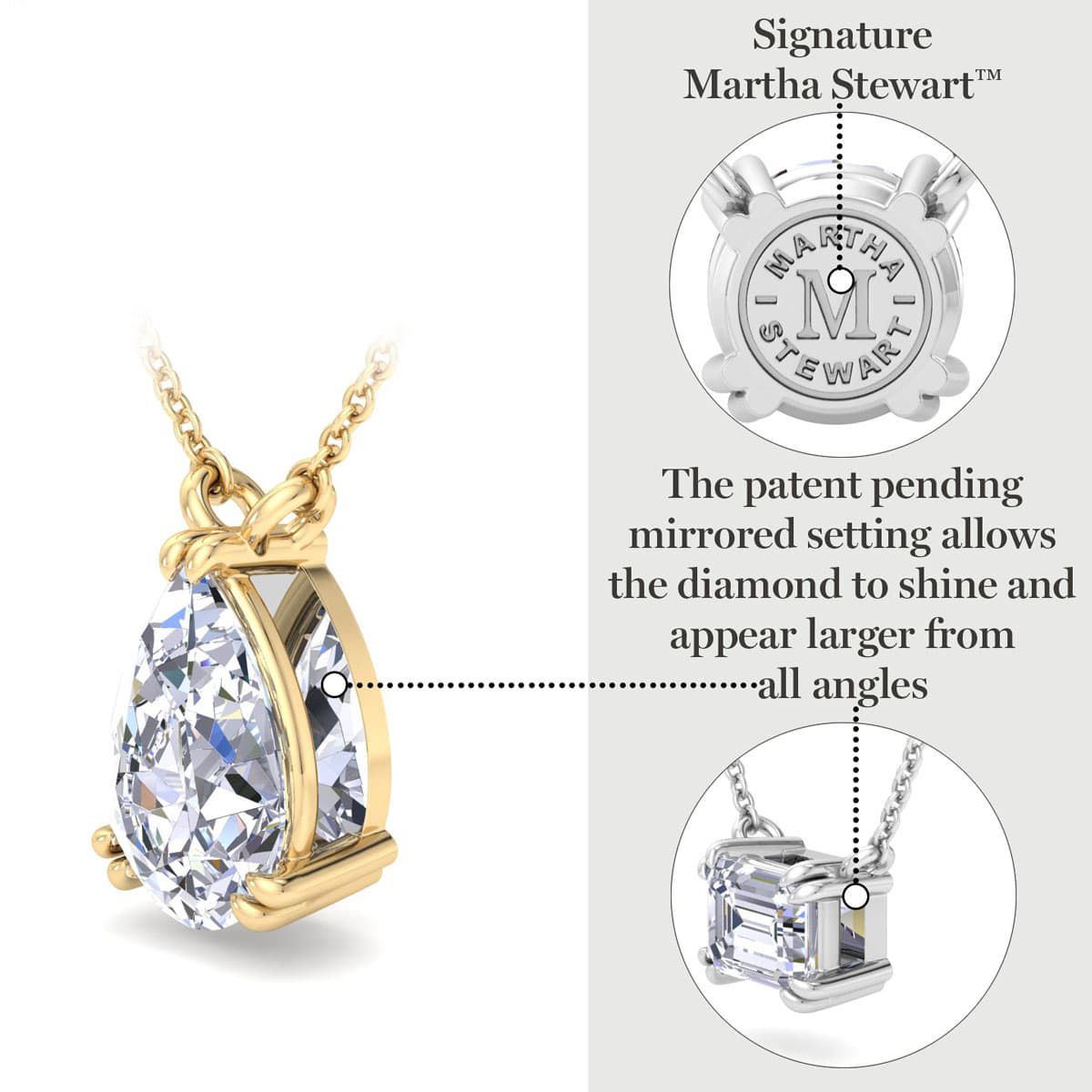 Lab Created 1 Carat Pear Shape Lab Grown Diamond Solitaire Necklace Available In 14K White and Yellow Gold