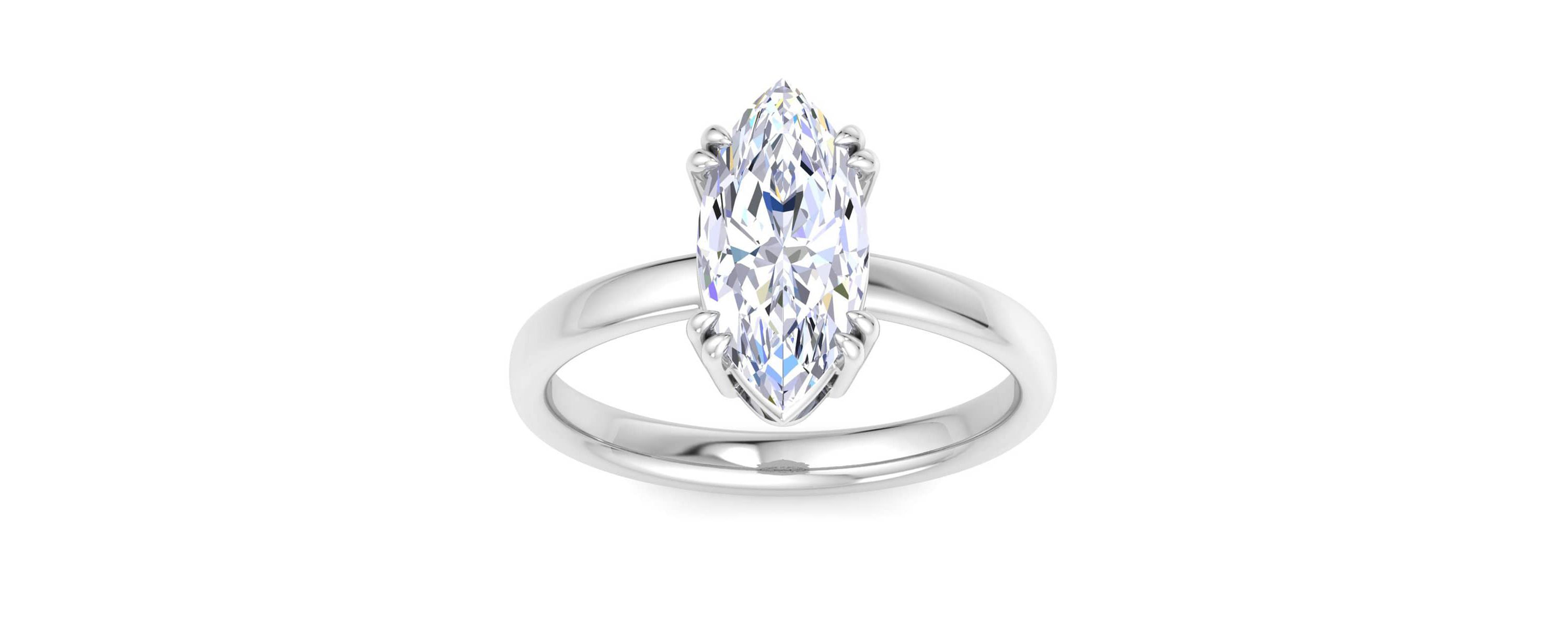Lab Created 2 Carat Marquise Shape Lab Grown Diamond Solitaire Engagement Ring Available in 14K White and Yellow Gold