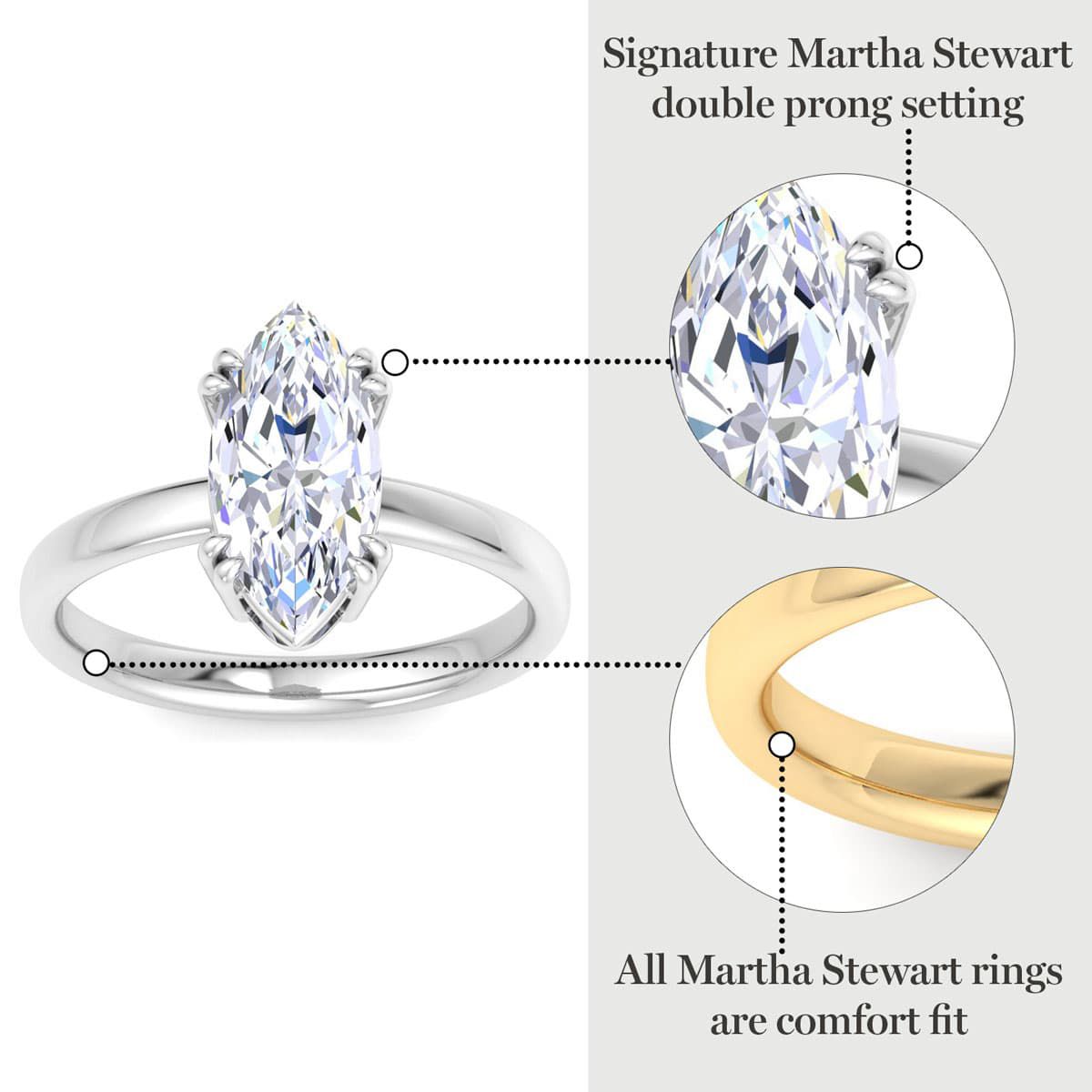 Lab Created 2 Carat Marquise Shape Lab Grown Diamond Solitaire Engagement Ring Available in 14K White and Yellow Gold