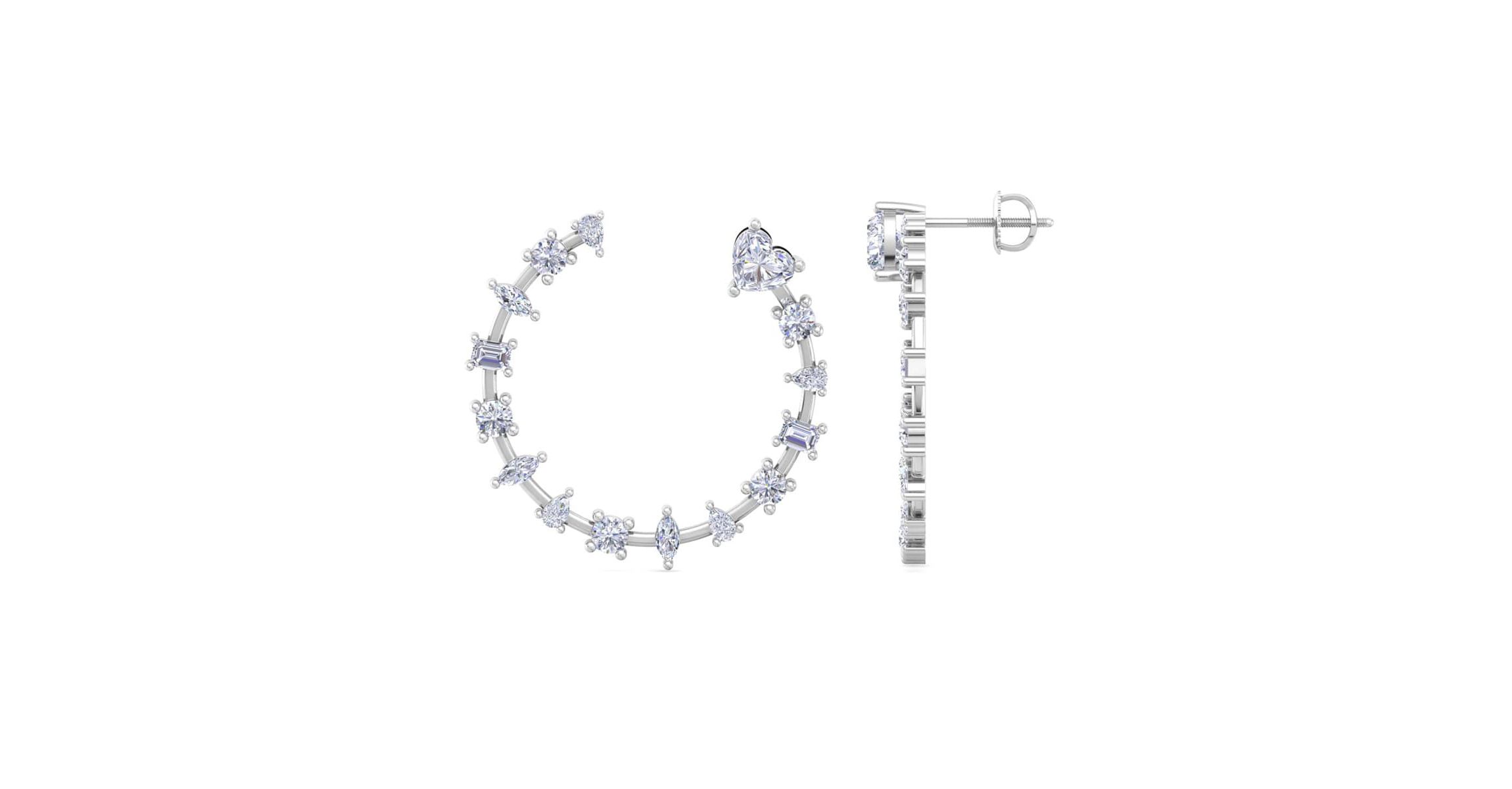 Lab Created 3 Carat Lab Grown Diamond Fancy Hoop Earrings Available In 14 Karat White Or Yellow Gold