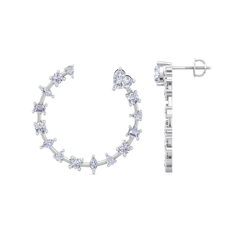 Lab Created 3 Carat Lab Grown Diamond Fancy Hoop Earrings Available In 14 Karat White Or Yellow Gold