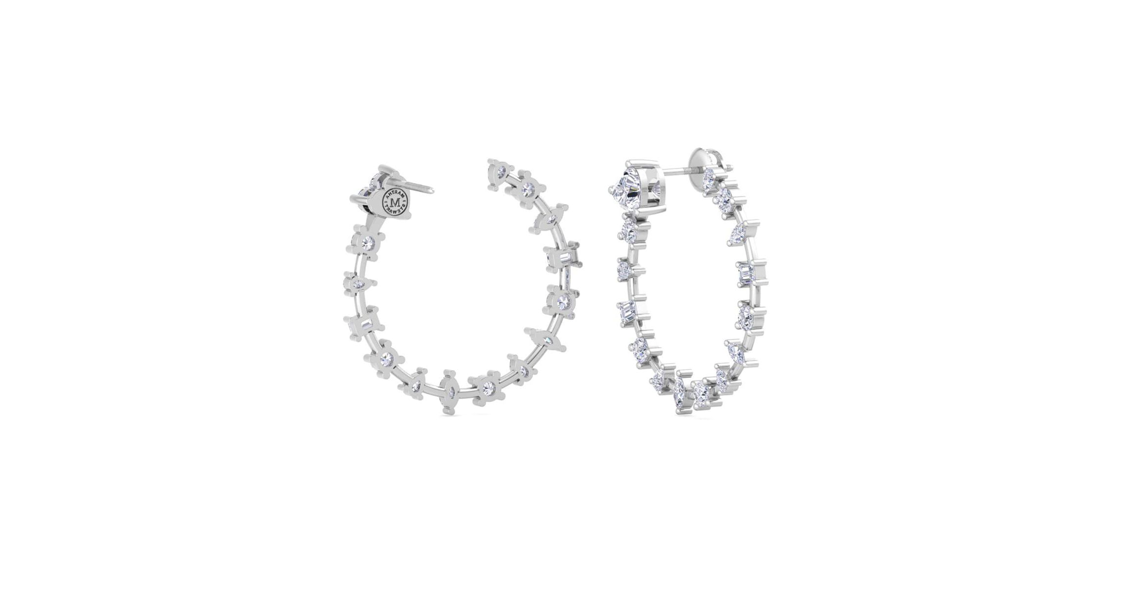 Lab Created 3 Carat Lab Grown Diamond Fancy Hoop Earrings Available In 14 Karat White Or Yellow Gold