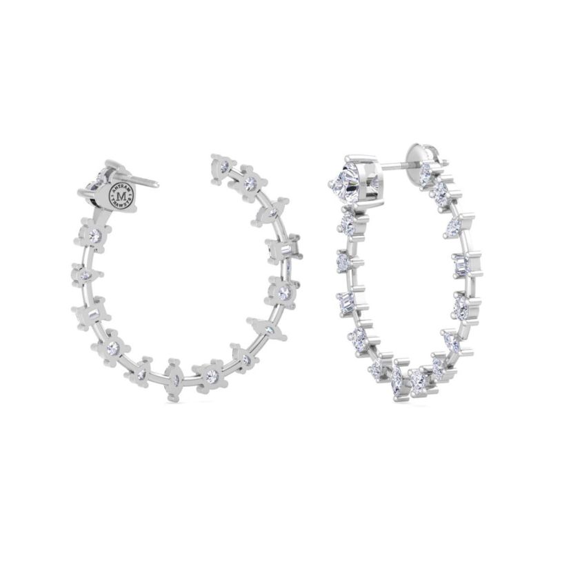 Lab Created 3 Carat Lab Grown Diamond Fancy Hoop Earrings Available In 14 Karat White Or Yellow Gold