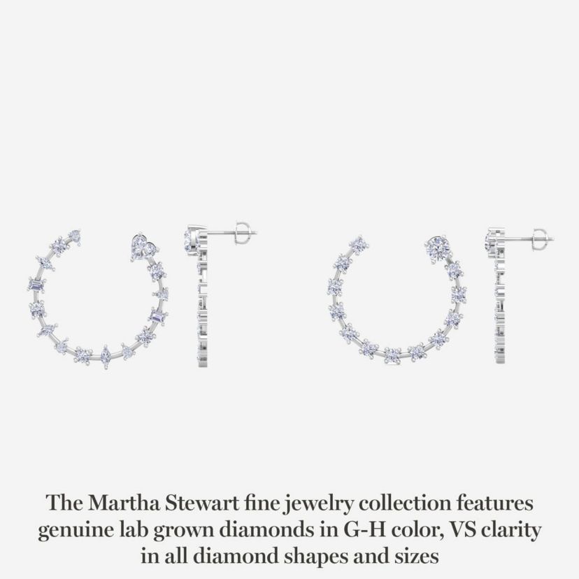 Lab Created 3 Carat Lab Grown Diamond Fancy Hoop Earrings Available In 14 Karat White Or Yellow Gold