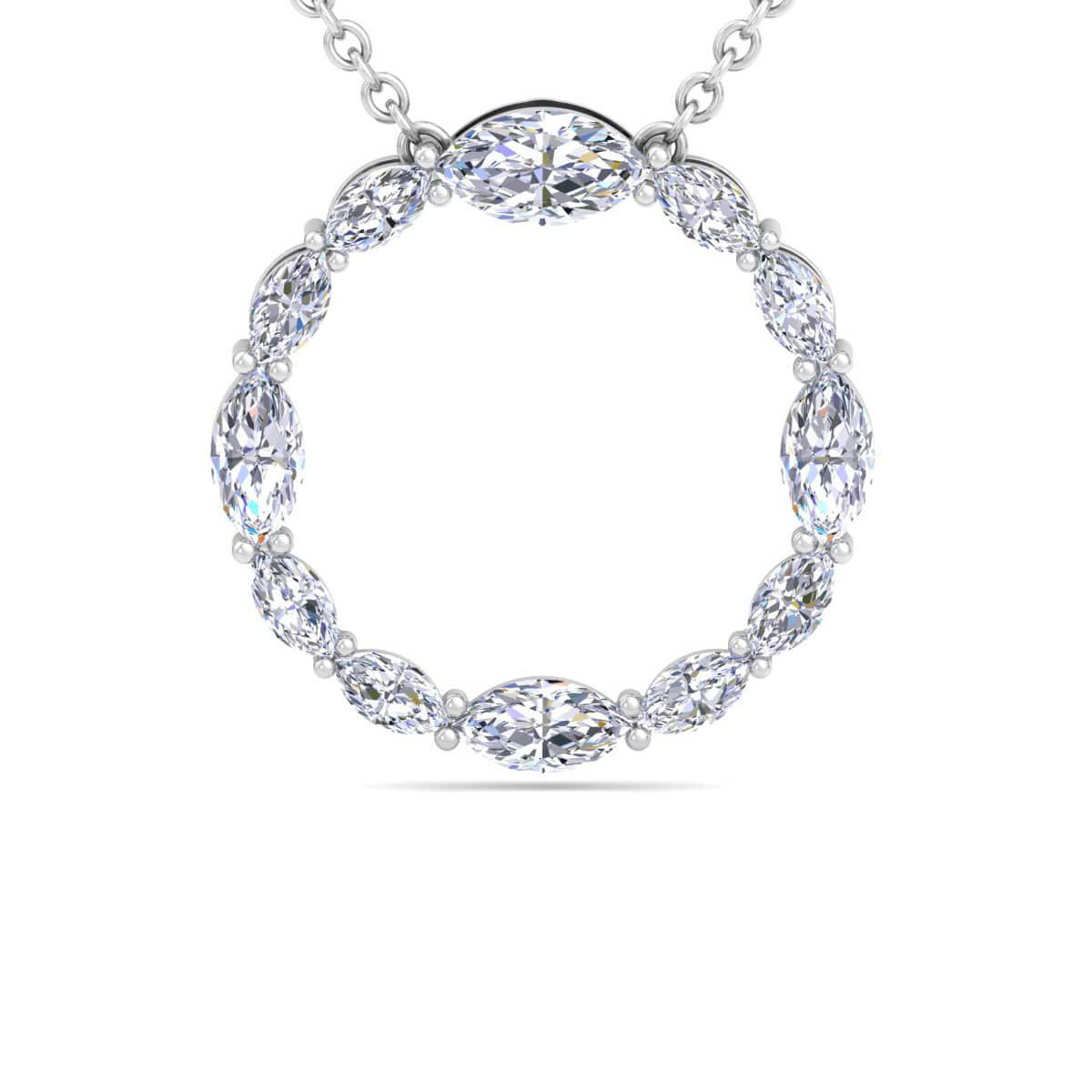 Lab Created 4 Carat Lab Grown Diamond Marquise Circle Necklace Available In 14K White and Yellow Gold