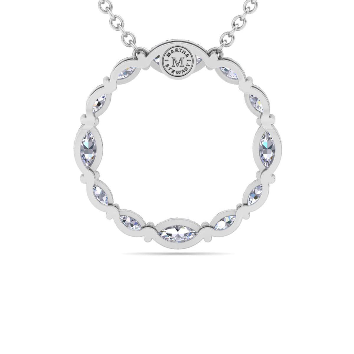 Lab Created 4 Carat Lab Grown Diamond Marquise Circle Necklace Available In 14K White and Yellow Gold