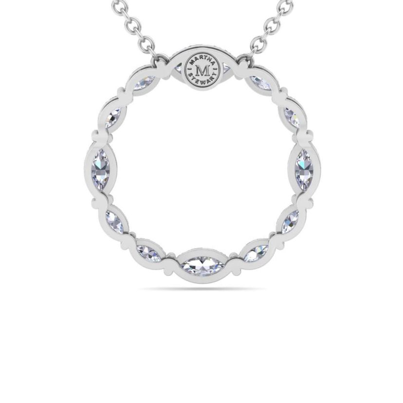 Lab Created 4 Carat Lab Grown Diamond Marquise Circle Necklace Available In 14K White and Yellow Gold
