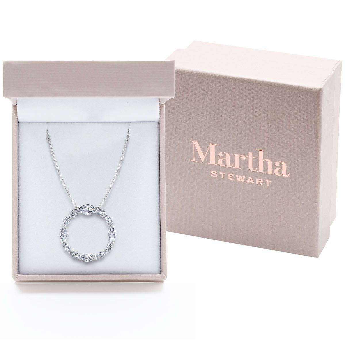 Lab Created 4 Carat Lab Grown Diamond Marquise Circle Necklace Available In 14K White and Yellow Gold
