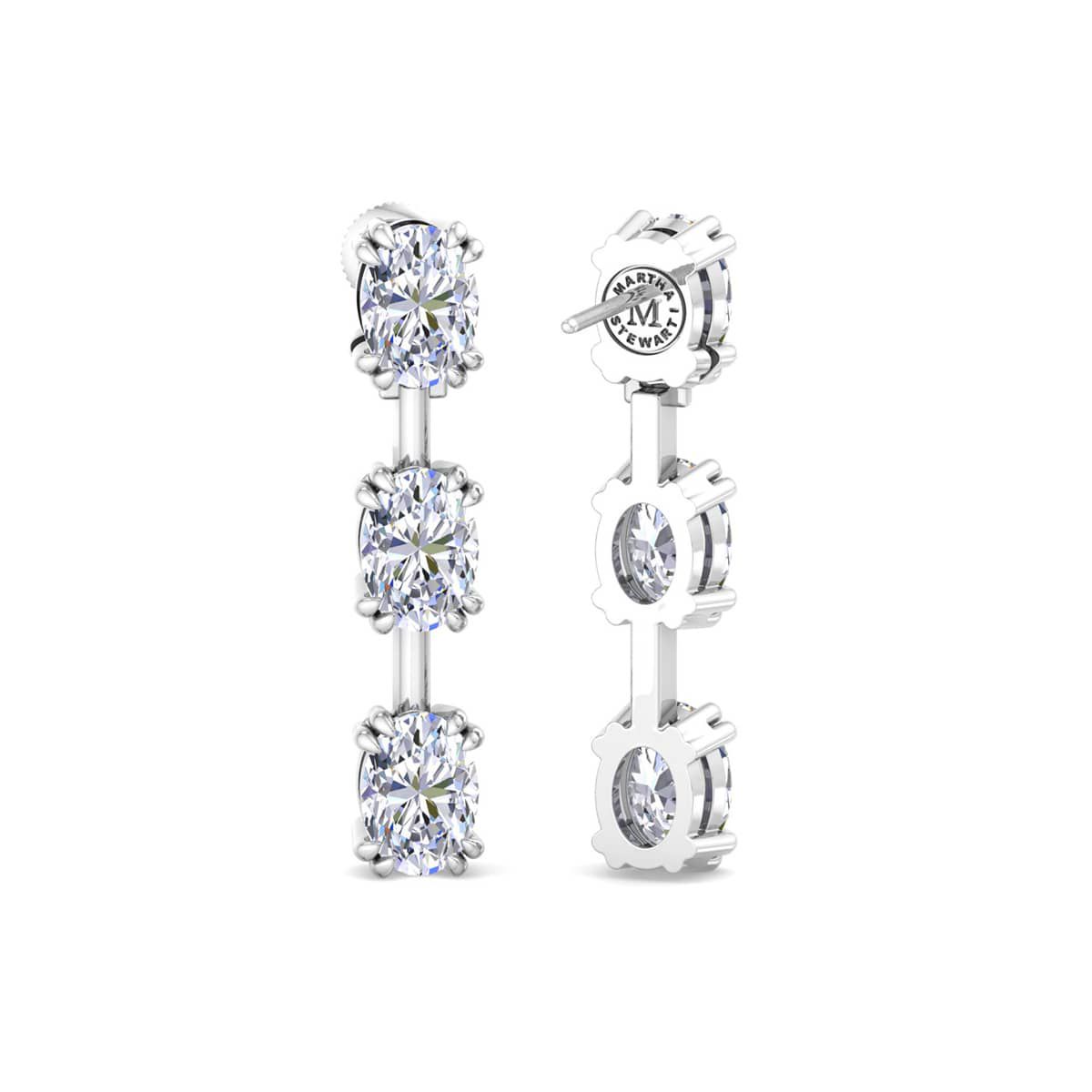 Lab Created 3 Carat Oval Shape Lab Grown Diamond Drop Earrings Available In 14 Karat White Or Yellow Gold