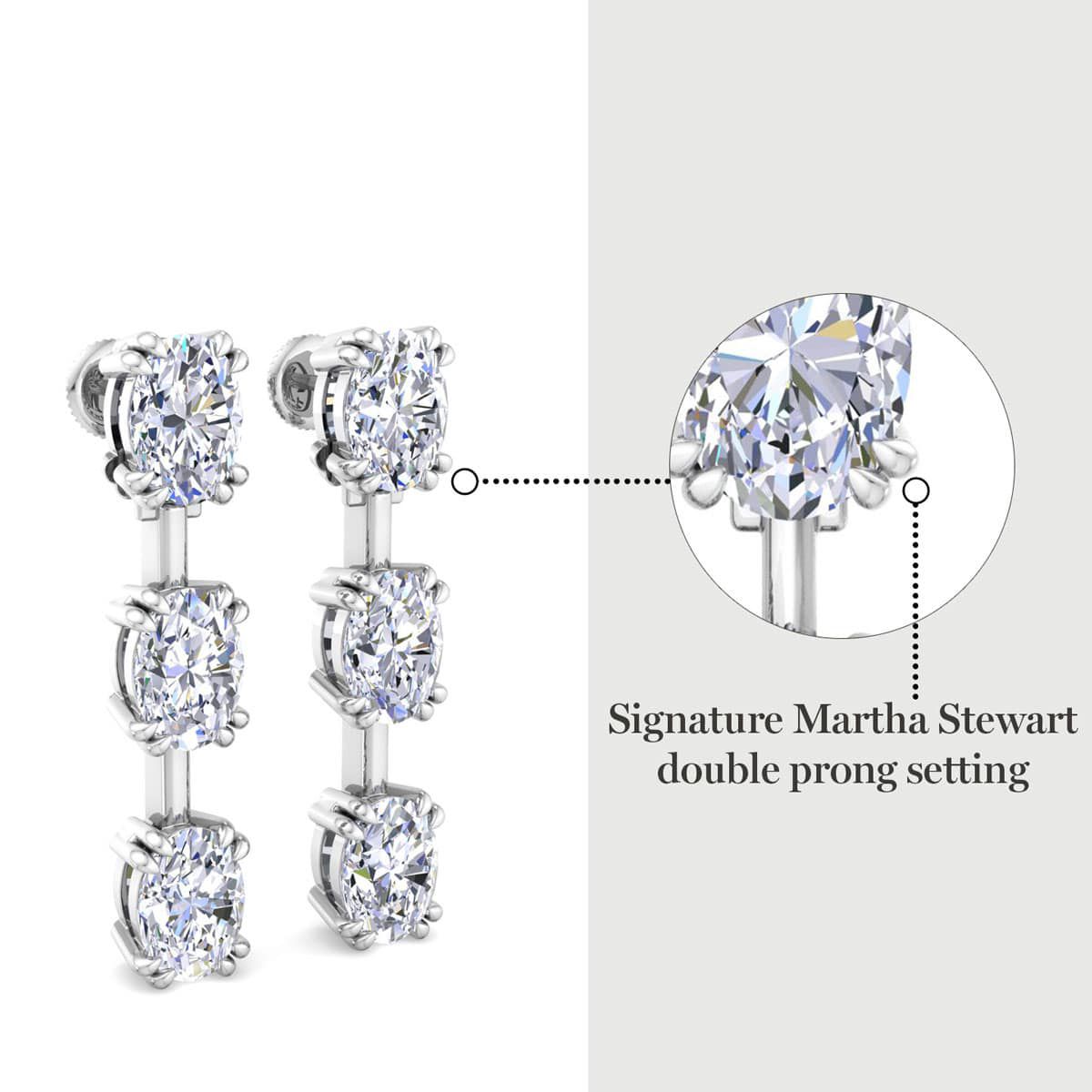 Lab Created 3 Carat Oval Shape Lab Grown Diamond Drop Earrings Available In 14 Karat White Or Yellow Gold