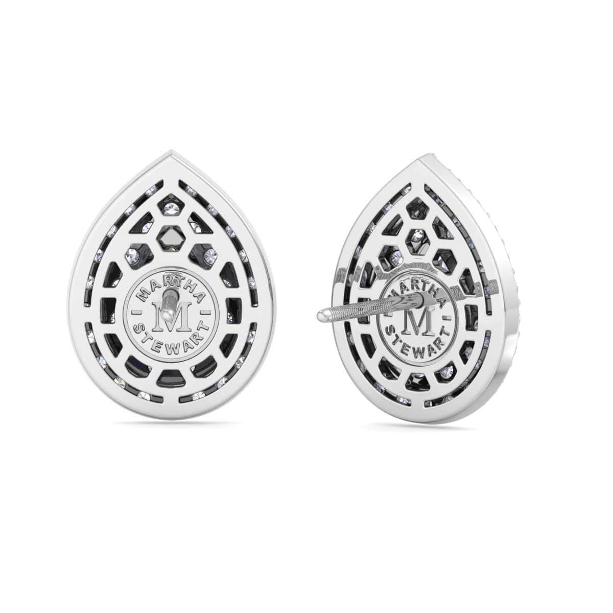 Lab Created 4 Carat Pear Shape Lab Grown Diamond Halo Stud Earrings Available In 14 Karat White Or Yellow Gold