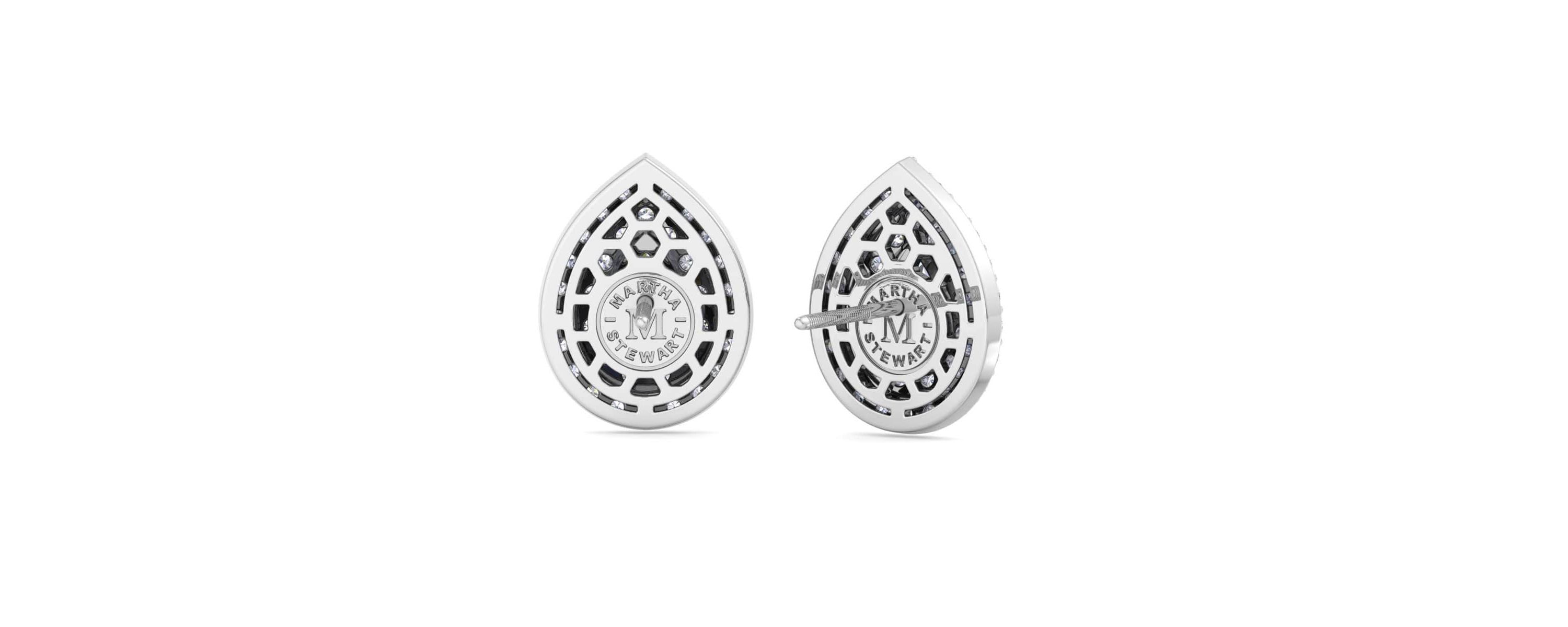 Lab Created 4 Carat Pear Shape Lab Grown Diamond Halo Stud Earrings Available In 14 Karat White Or Yellow Gold
