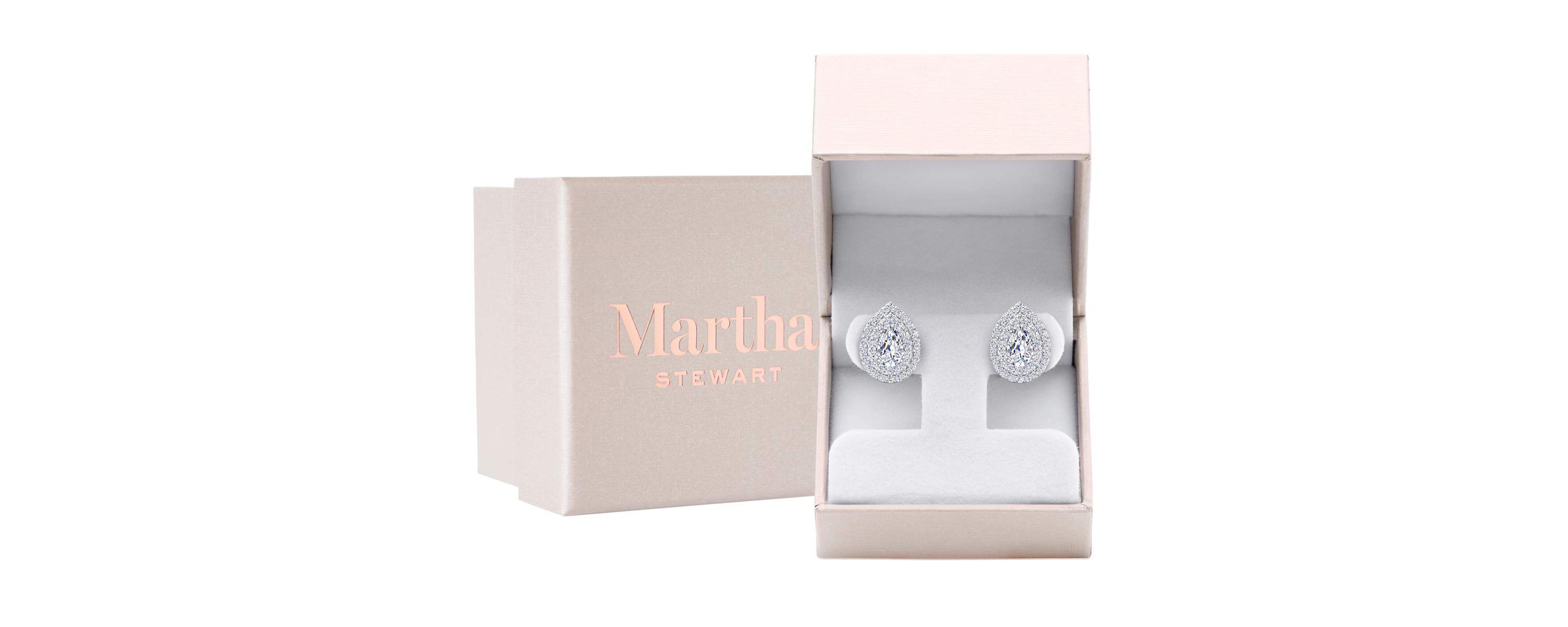 Lab Created 4 Carat Pear Shape Lab Grown Diamond Halo Stud Earrings Available In 14 Karat White Or Yellow Gold