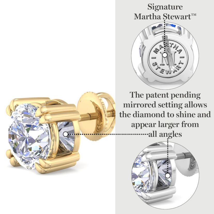 Lab Created 3 Carat Lab Grown Diamond Stud Earrings Available In 14 Karat White Or Yellow Gold