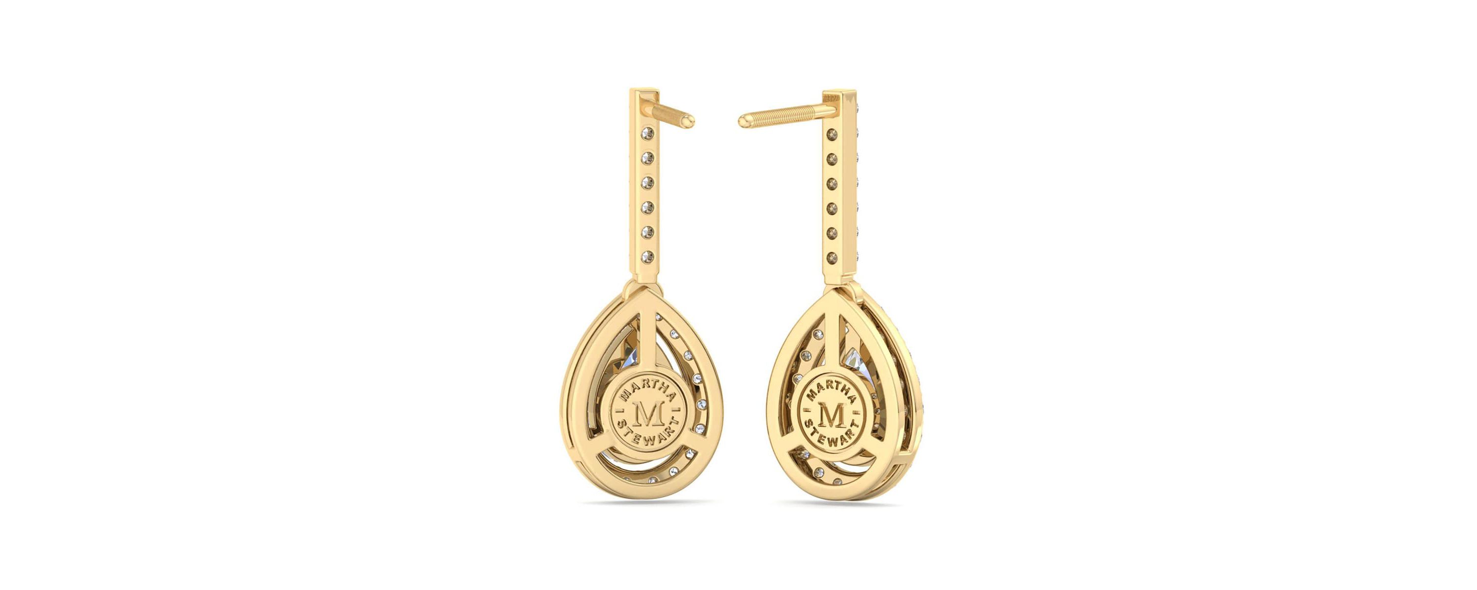 Lab Created 2 1/2 Carat Pear Shape Lab Grown Diamond Drop Earrings Available In 14 Karat White Or Yellow Gold