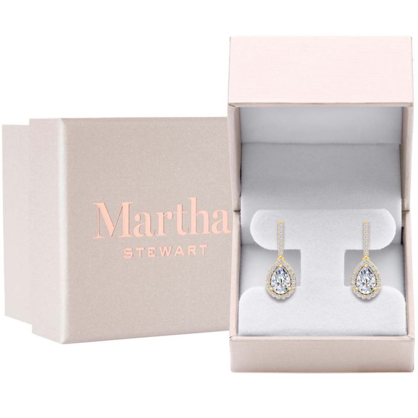 Lab Created 2 1/2 Carat Pear Shape Lab Grown Diamond Drop Earrings Available In 14 Karat White Or Yellow Gold