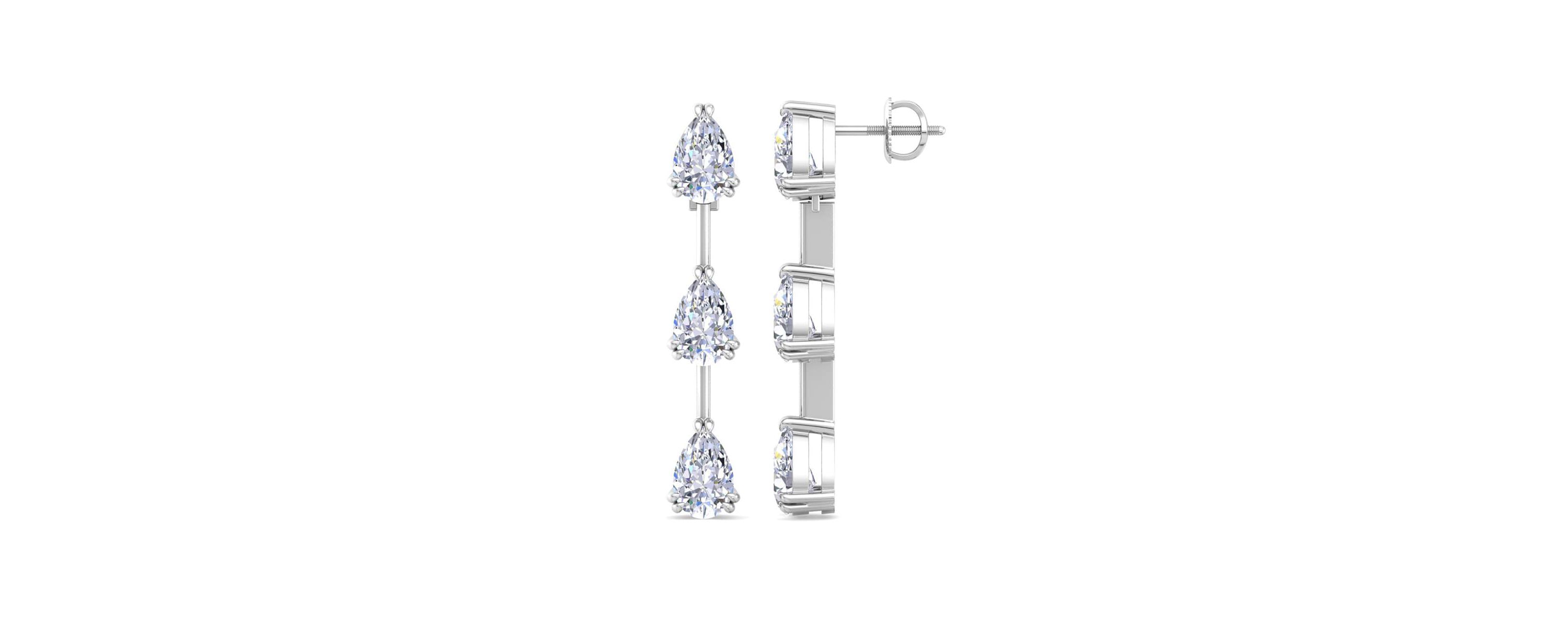 Lab Created 5 Carat Pear Shape Lab Grown Diamond Drop Earrings Available In 14 Karat White Or Yellow Gold
