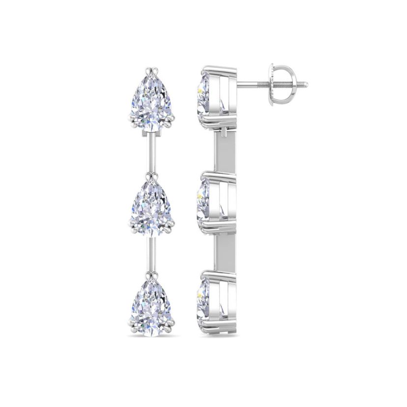 Lab Created 5 Carat Pear Shape Lab Grown Diamond Drop Earrings Available In 14 Karat White Or Yellow Gold