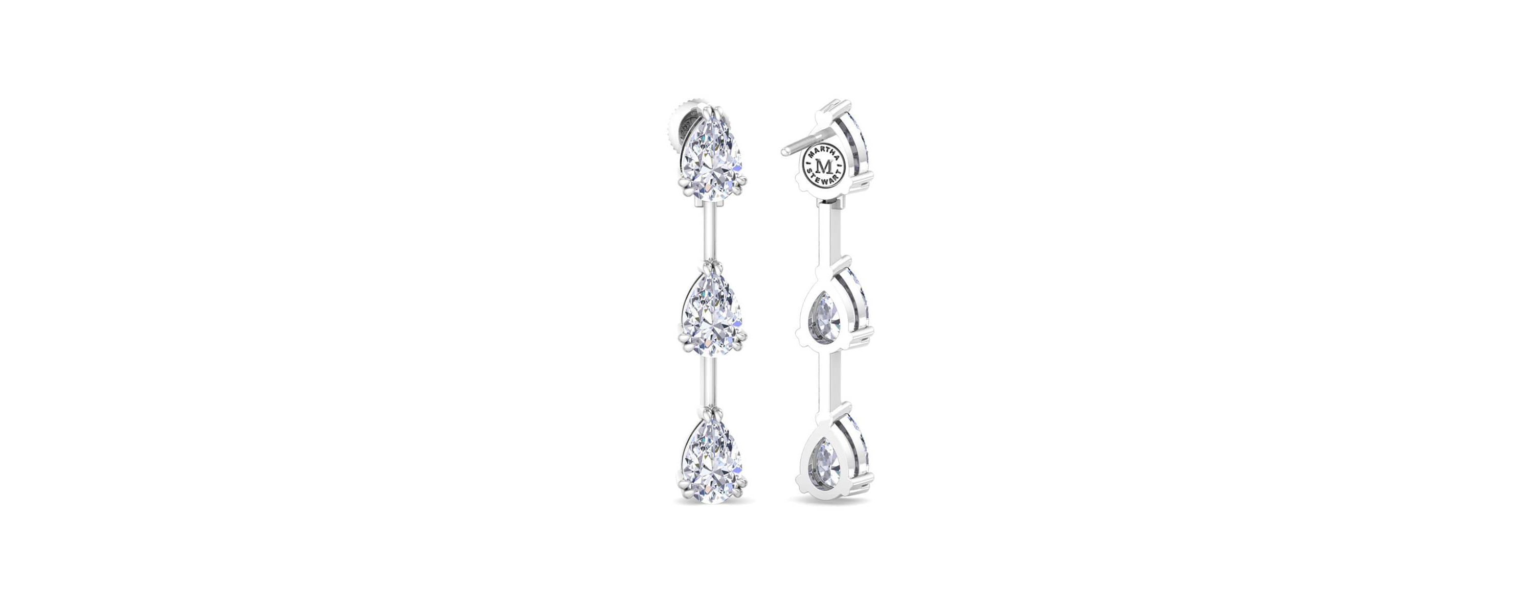 Lab Created 5 Carat Pear Shape Lab Grown Diamond Drop Earrings Available In 14 Karat White Or Yellow Gold