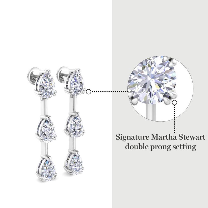 Lab Created 5 Carat Pear Shape Lab Grown Diamond Drop Earrings Available In 14 Karat White Or Yellow Gold