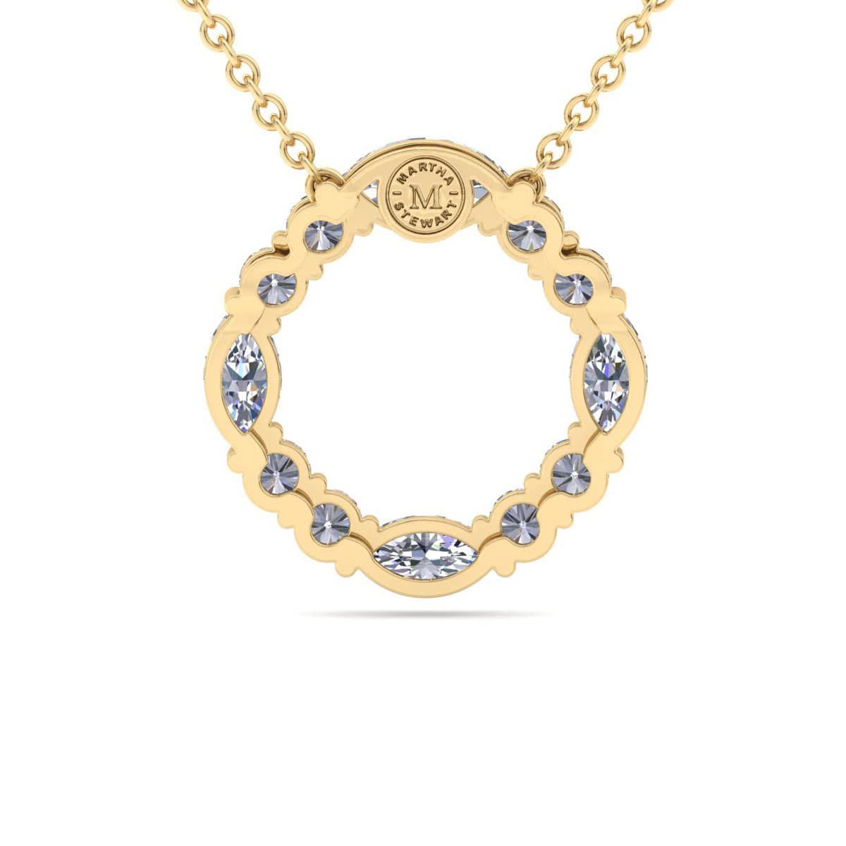 Lab Created 4 Carat Lab Grown Diamond Marquise and Round Circle Necklace Available In 14K White and Yellow Gold