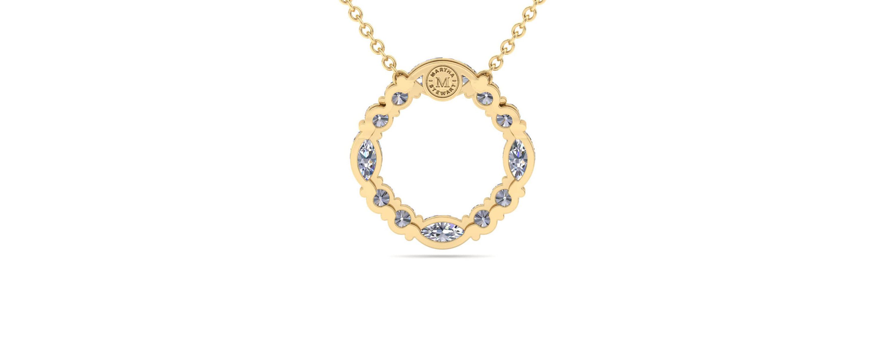Lab Created 4 Carat Lab Grown Diamond Marquise and Round Circle Necklace Available In 14K White and Yellow Gold