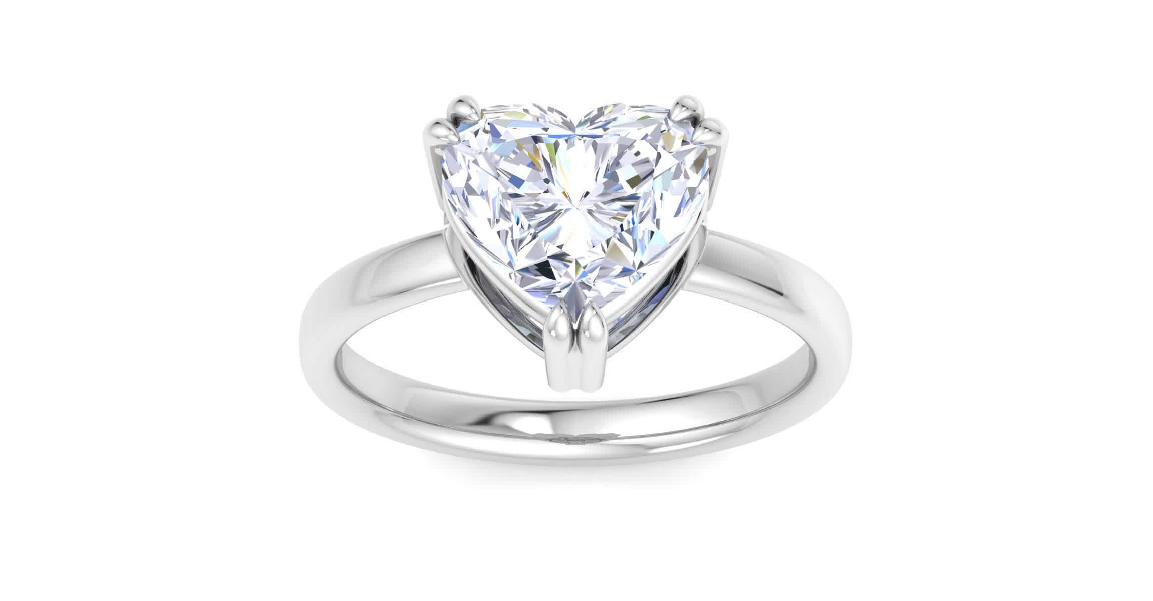 Lab Created 3 Carat Heart Shape Lab Grown Diamond Solitaire Engagement Ring Available in 14K White and Yellow Gold