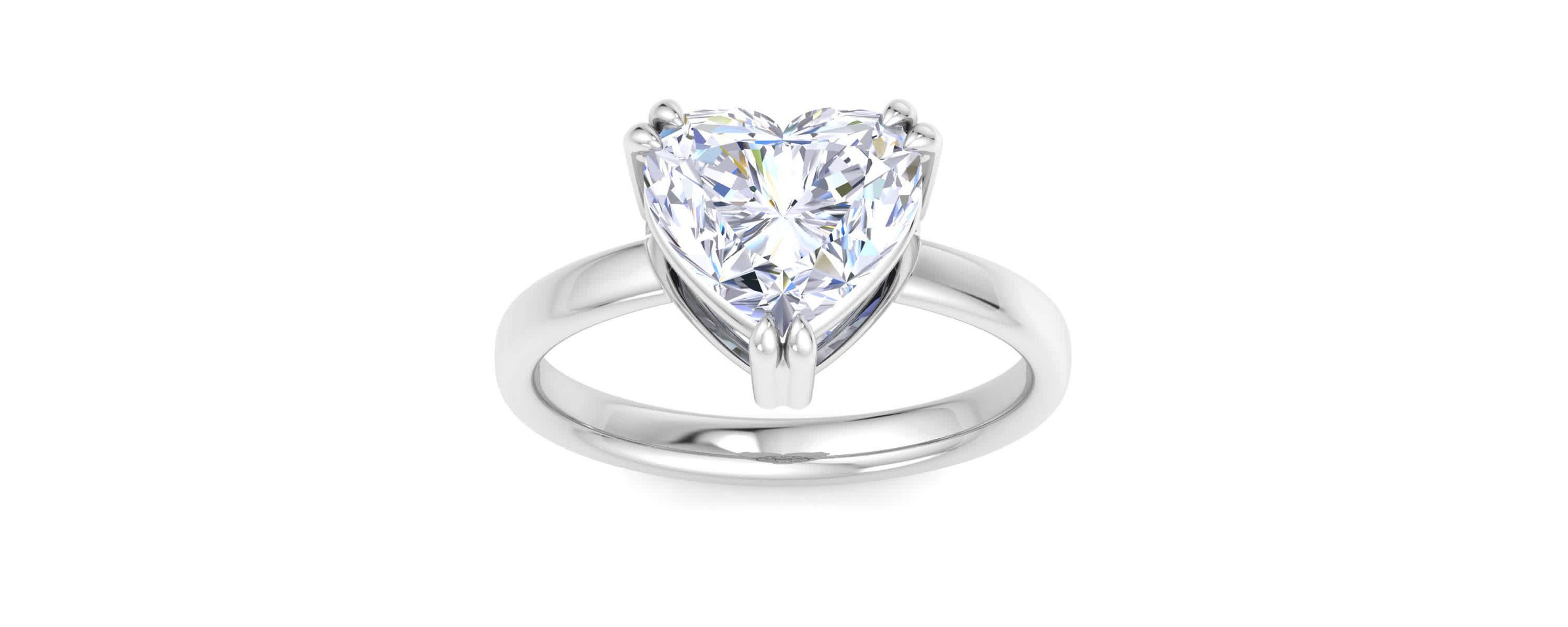 Lab Created 3 Carat Heart Shape Lab Grown Diamond Solitaire Engagement Ring Available in 14K White and Yellow Gold