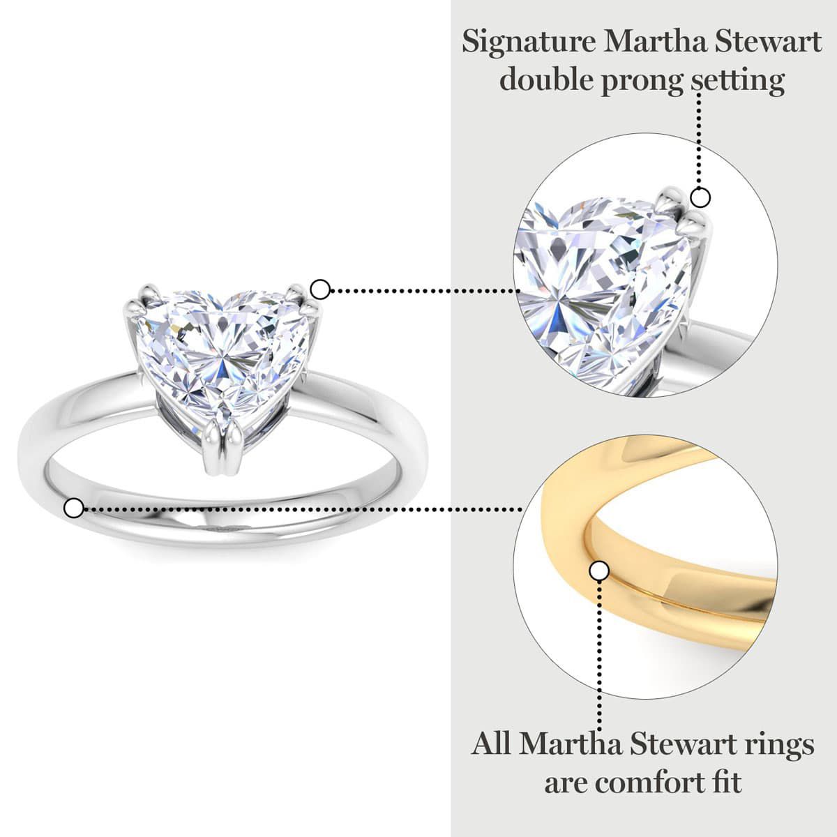 Lab Created 3 Carat Heart Shape Lab Grown Diamond Solitaire Engagement Ring Available in 14K White and Yellow Gold