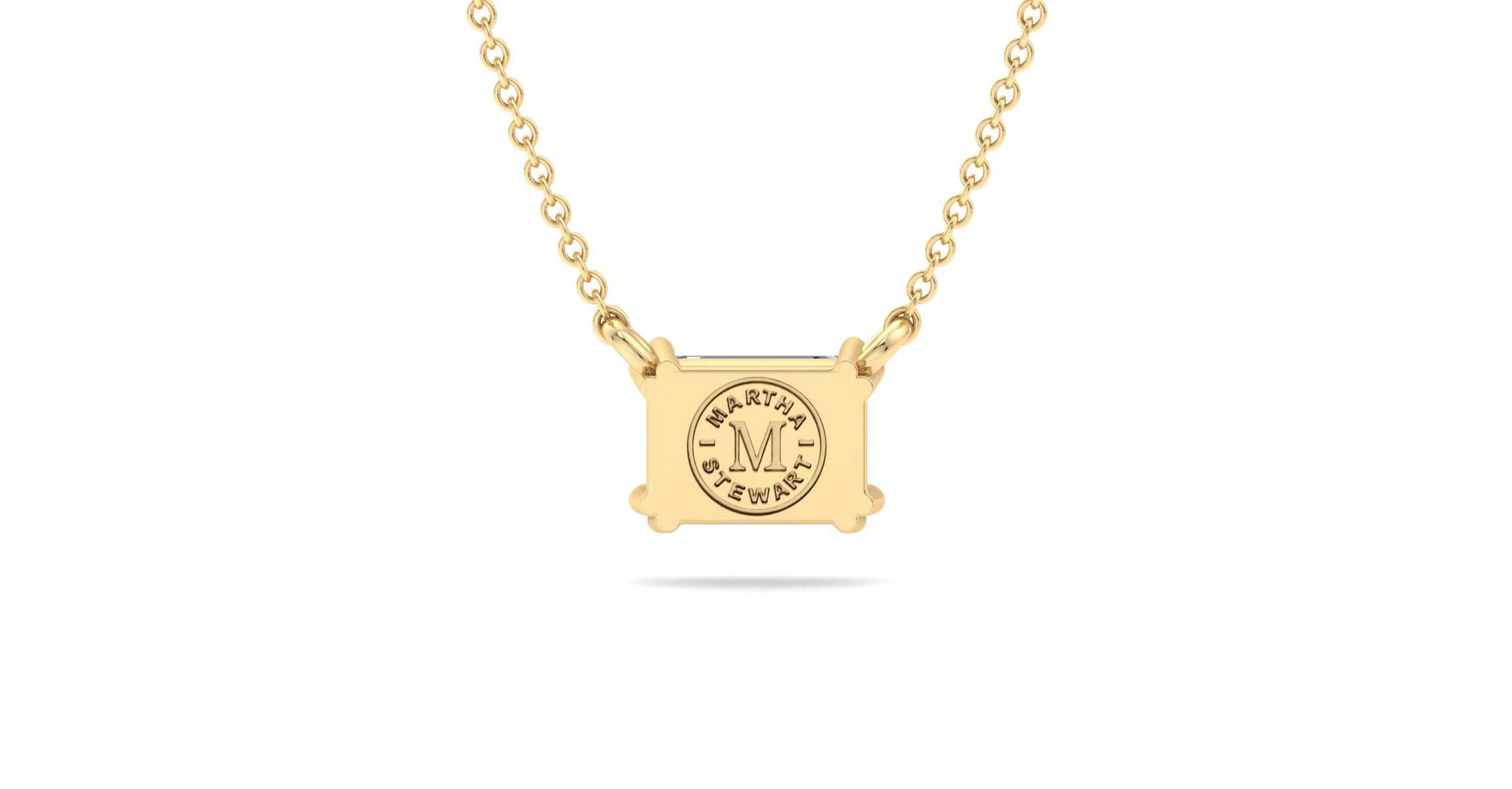 Lab Created 2 Carat Emerald Cut Lab Grown Diamond Solitaire Necklace Available In 14K White and Yellow Gold
