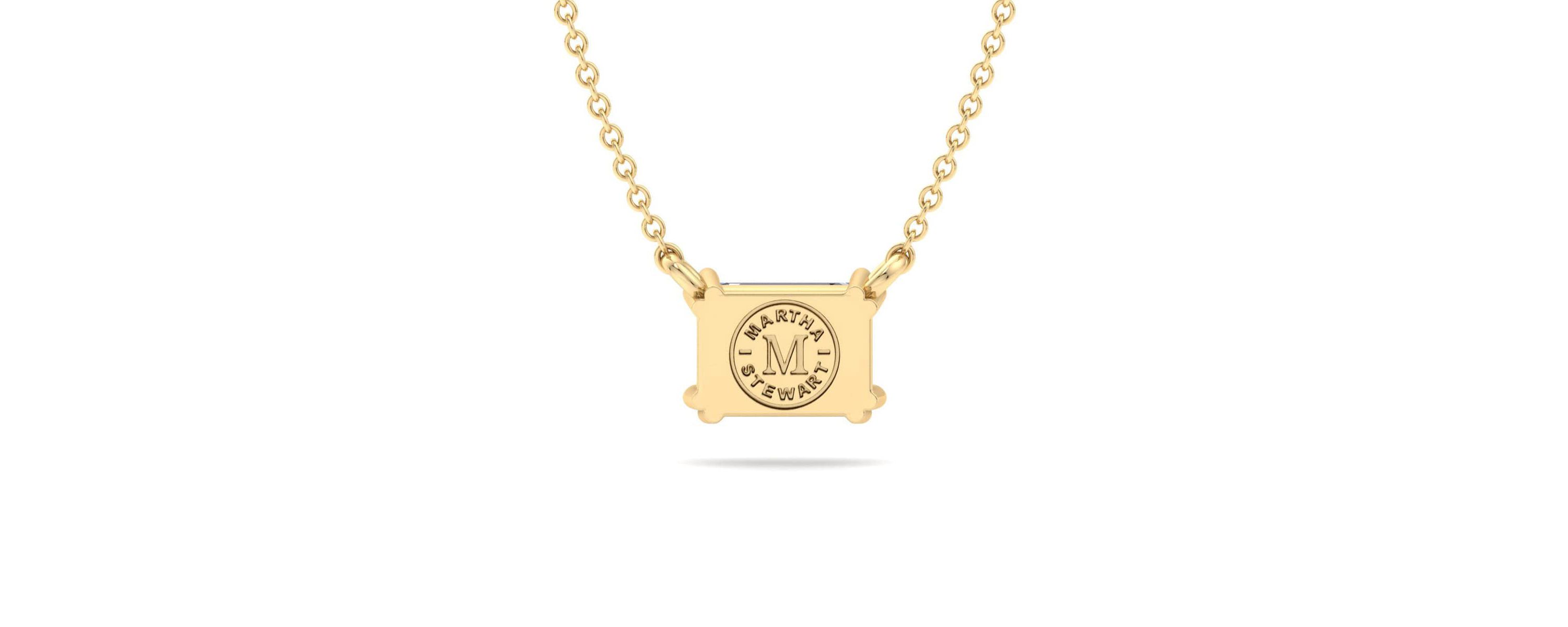 Lab Created 2 Carat Emerald Cut Lab Grown Diamond Solitaire Necklace Available In 14K White and Yellow Gold