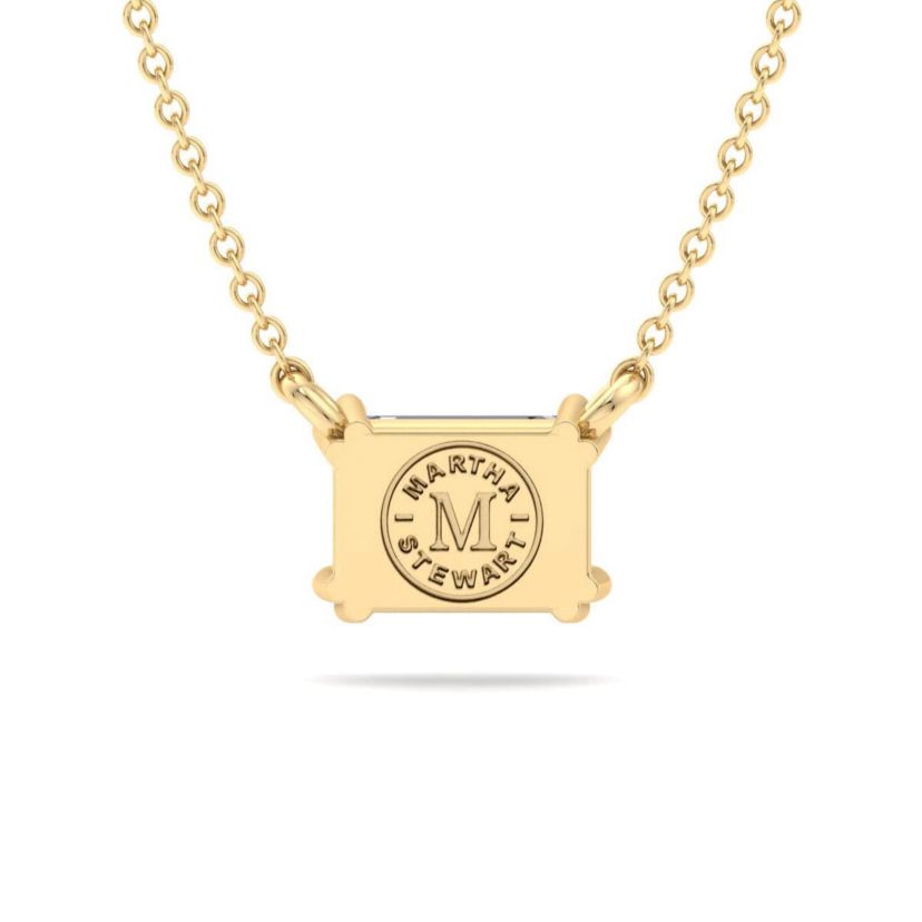 Lab Created 2 Carat Emerald Cut Lab Grown Diamond Solitaire Necklace Available In 14K White and Yellow Gold