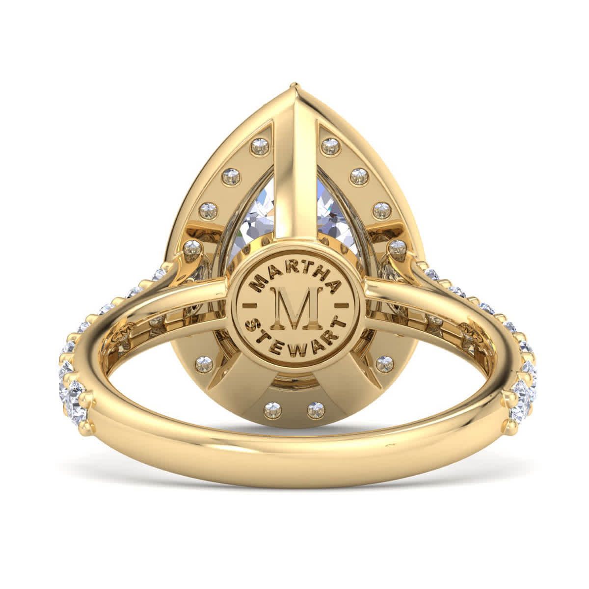 Lab Created 4 Carat Pear Shape Lab Grown Diamond Halo Engagement Ring Available in 14K White and Yellow Gold