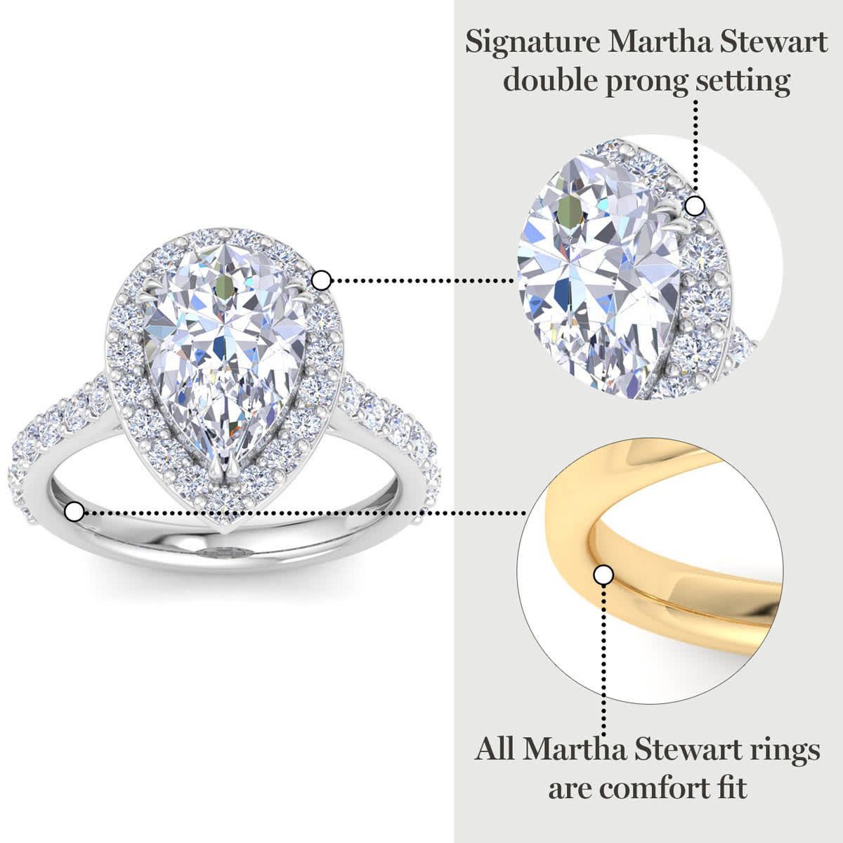 Lab Created 4 Carat Pear Shape Lab Grown Diamond Halo Engagement Ring Available in 14K White and Yellow Gold