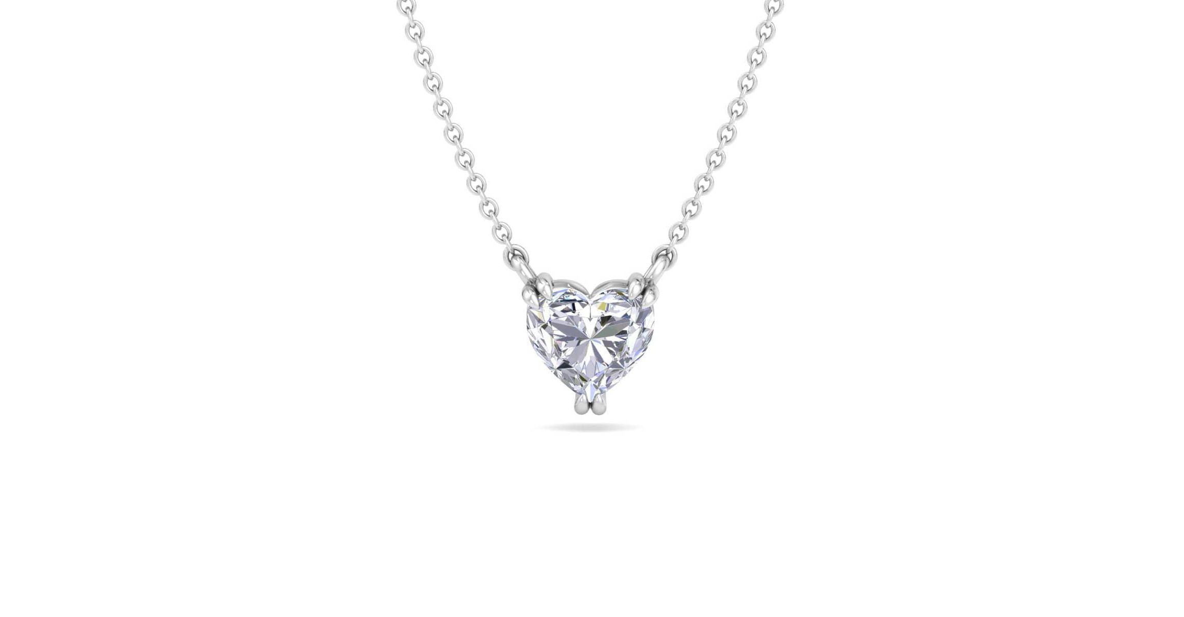 Lab Created 1 Carat Heart Shape Lab Grown Diamond Solitaire Necklace Available In 14K White and Yellow Gold