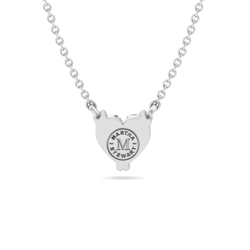 Lab Created 1 Carat Heart Shape Lab Grown Diamond Solitaire Necklace Available In 14K White and Yellow Gold