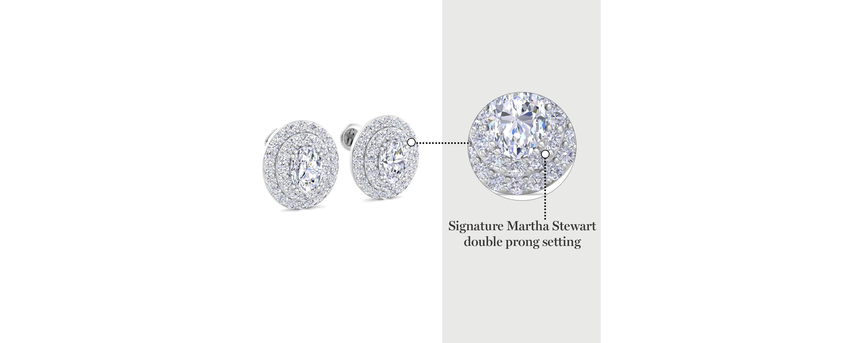 Lab Created 4 Carat Oval Shape Lab Grown Diamond Halo Stud Earrings Available In 14 Karat White Or Yellow Gold