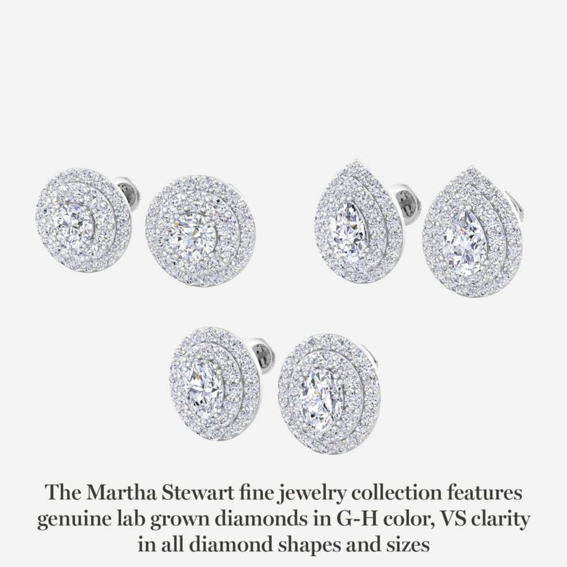 Lab Created 4 Carat Oval Shape Lab Grown Diamond Halo Stud Earrings Available In 14 Karat White Or Yellow Gold