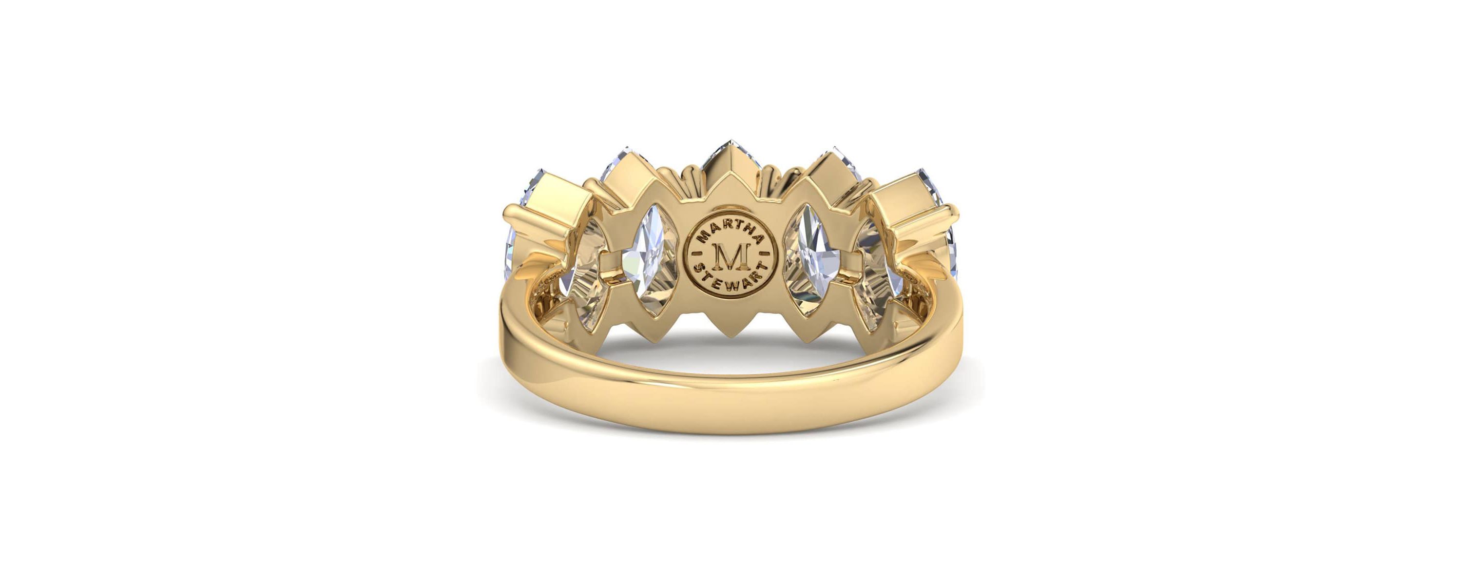 Lab Created 3 Carat Marquise Shape Lab Grown Diamond Five Stone Engagement Ring Available in 14K White and Yellow Gold