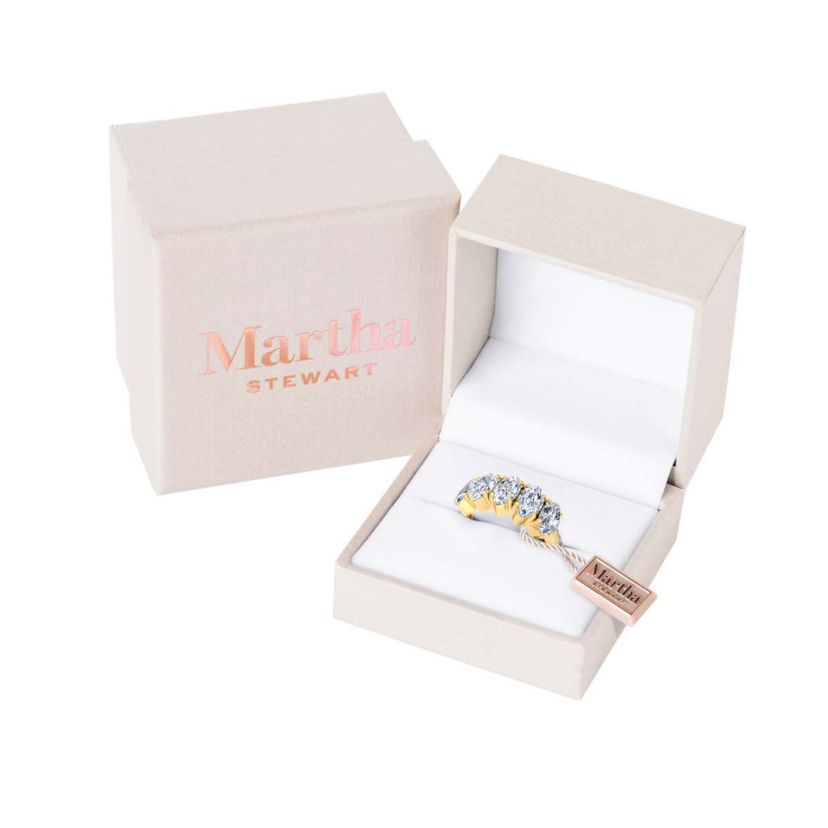 Lab Created 3 Carat Marquise Shape Lab Grown Diamond Five Stone Engagement Ring Available in 14K White and Yellow Gold