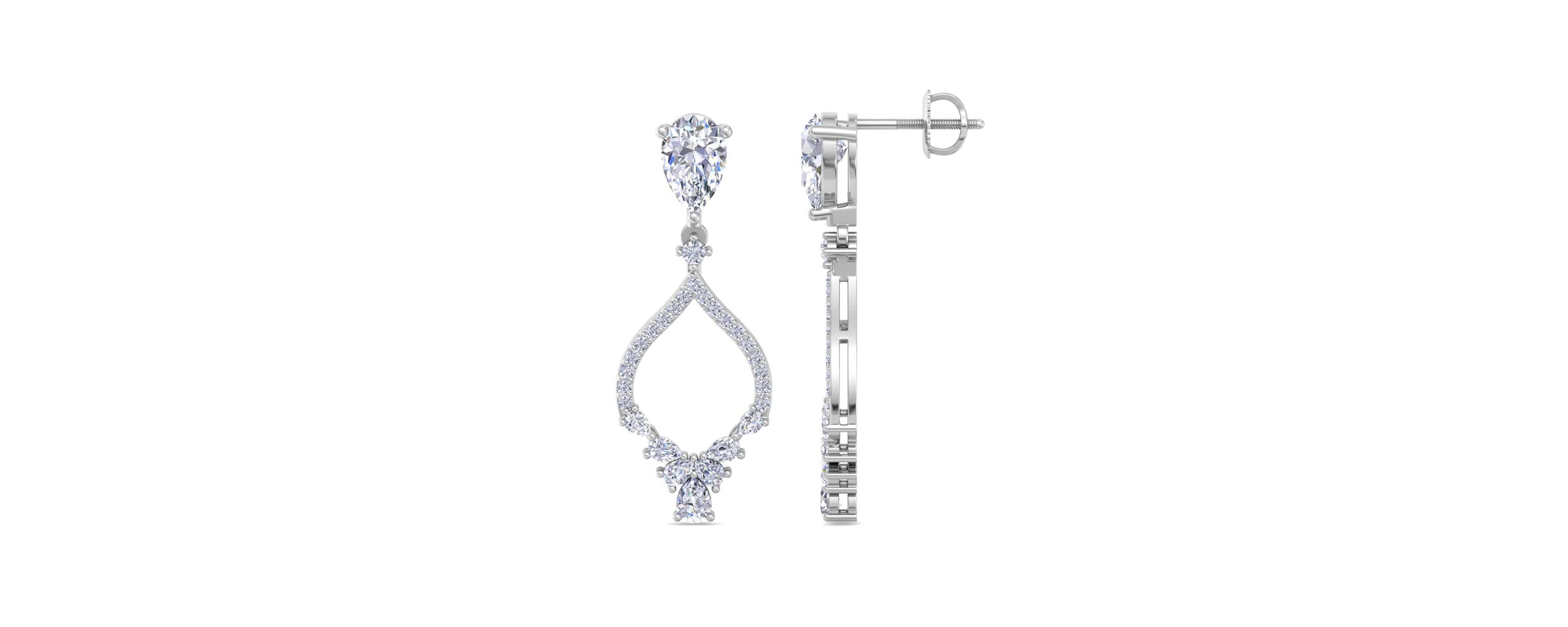 Lab Created 3 Carat Pear Shape Lab Grown Diamond Drop Earrings Available In 14 Karat White Or Yellow Gold