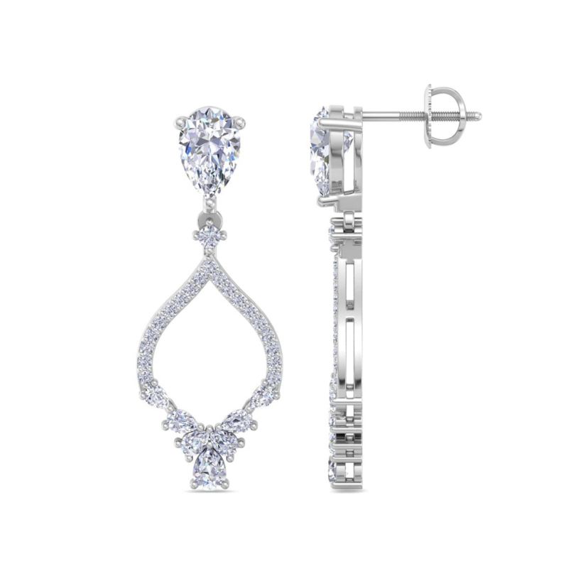 Lab Created 3 Carat Pear Shape Lab Grown Diamond Drop Earrings Available In 14 Karat White Or Yellow Gold