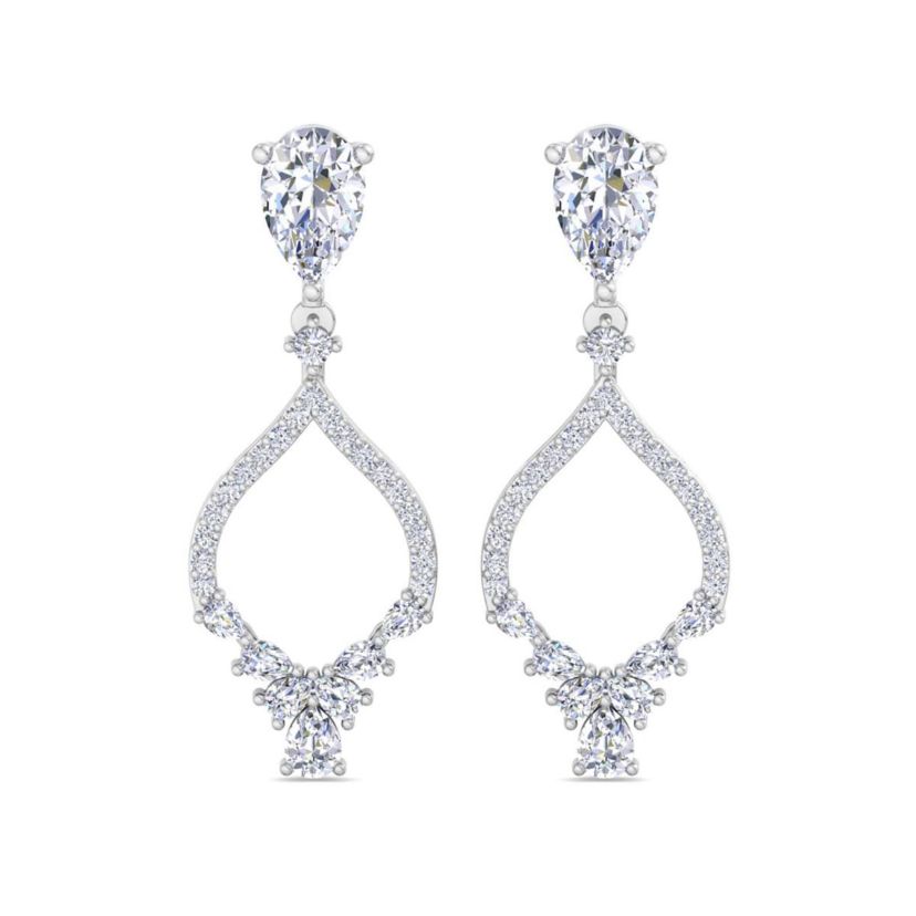 Lab Created 3 Carat Pear Shape Lab Grown Diamond Drop Earrings Available In 14 Karat White Or Yellow Gold