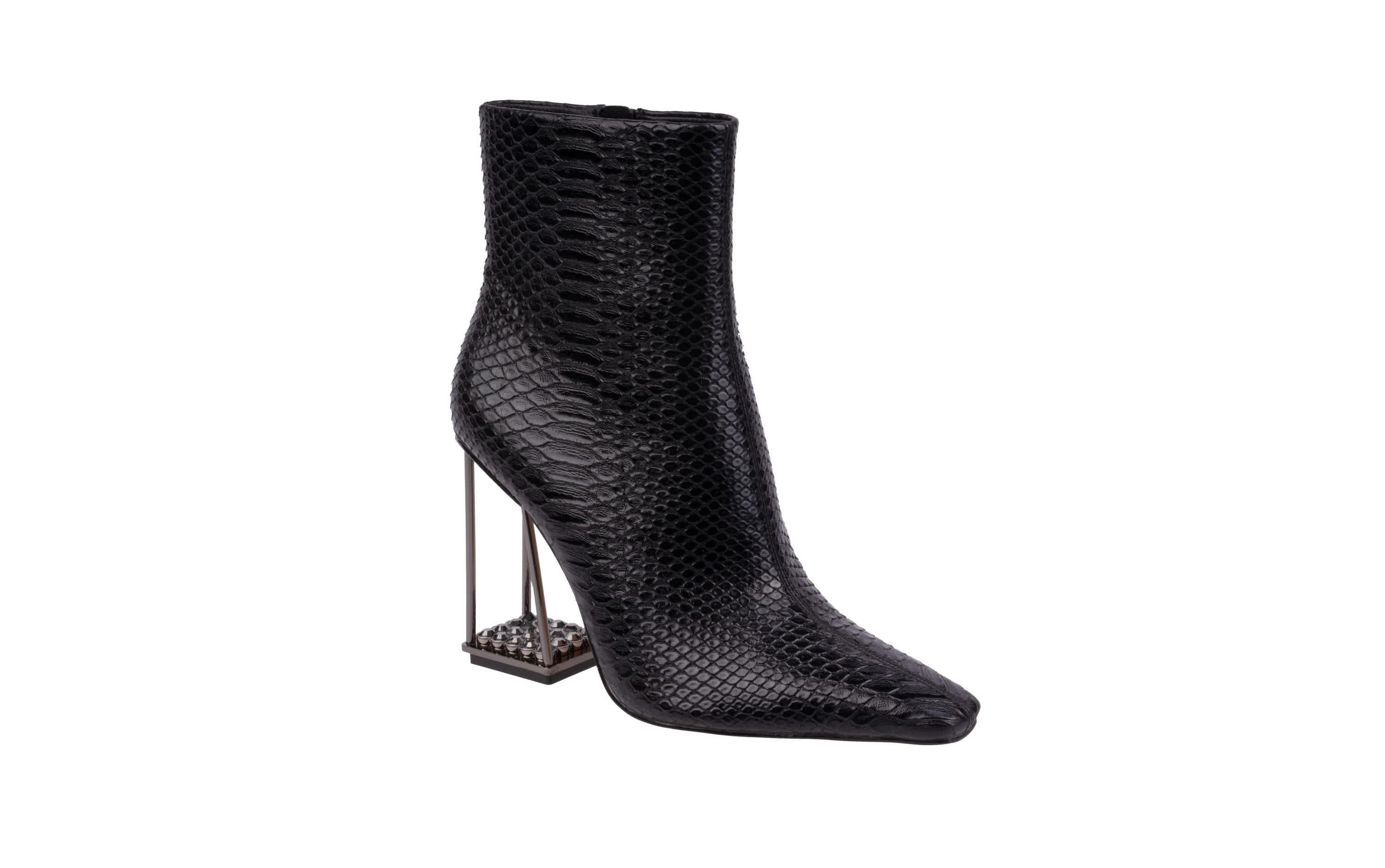 Glam, Caged Metallic Rhinestone Heel Bootie