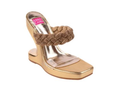 Ashley Kahen Women's Melrose Metallic Square Toe Wedge Microstones Band, Gold, 12M